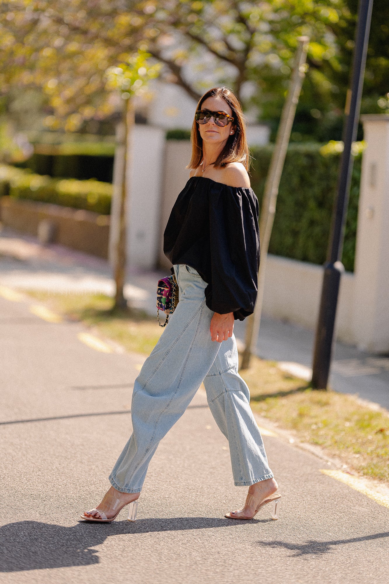 Fran Off-Shoulder Bluse Schwarz
