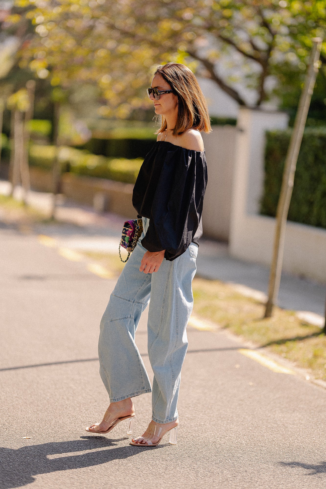 Fran Off-Shoulder Bluse Schwarz