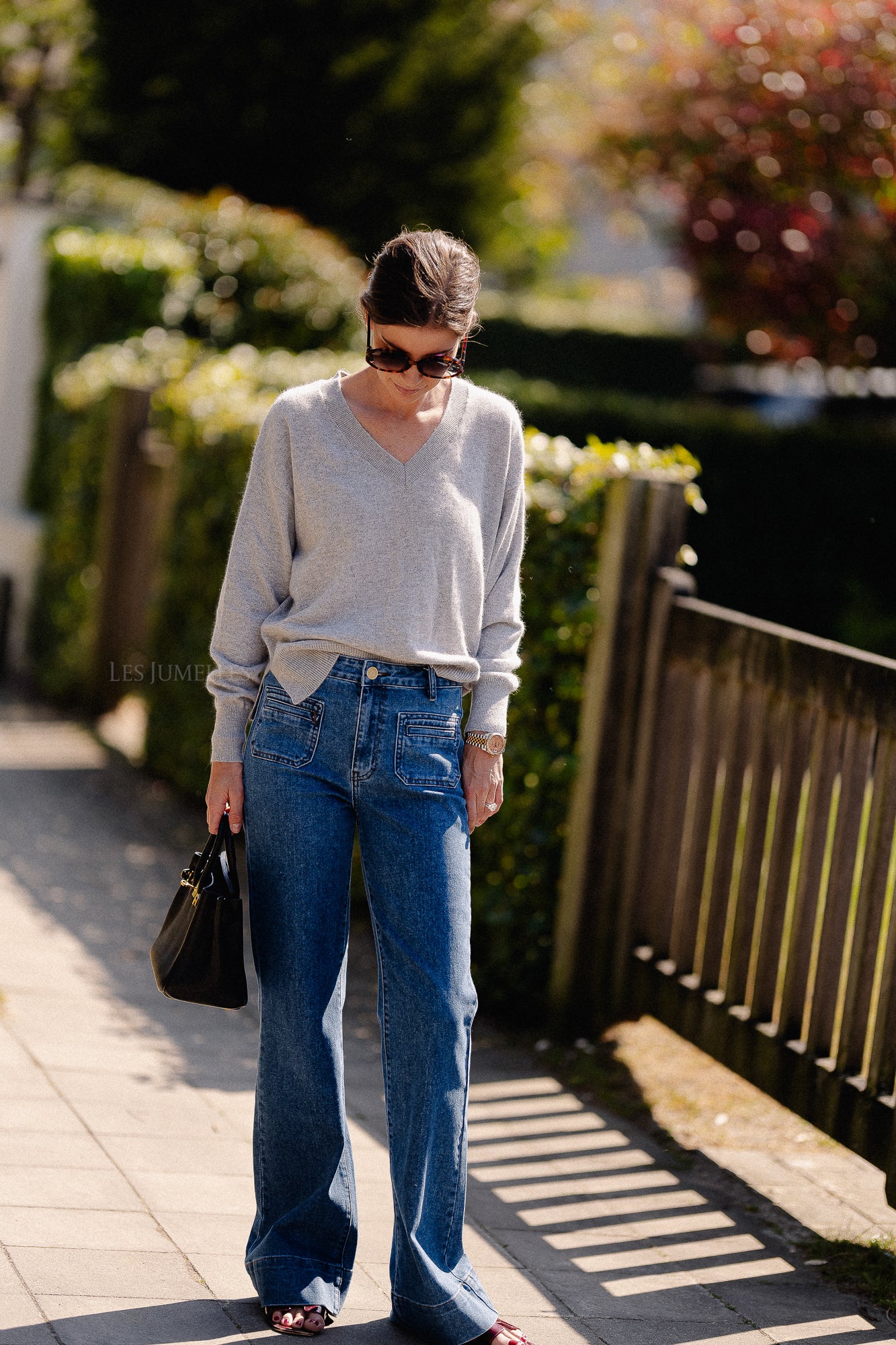 Cosette V-neck jumper light grey