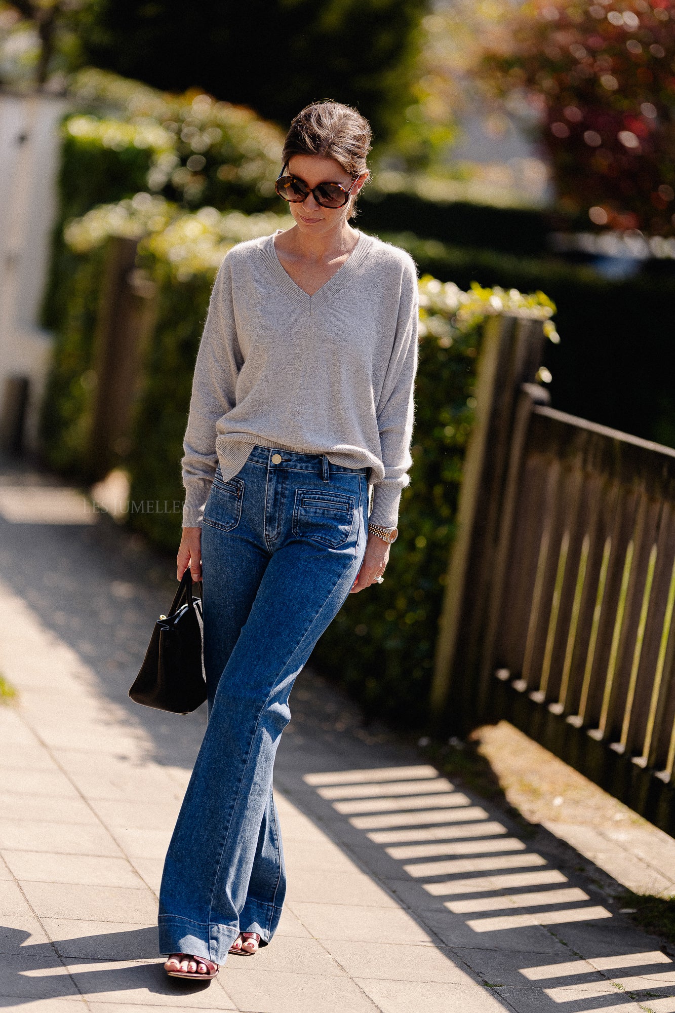 Cosette V-neck jumper light grey