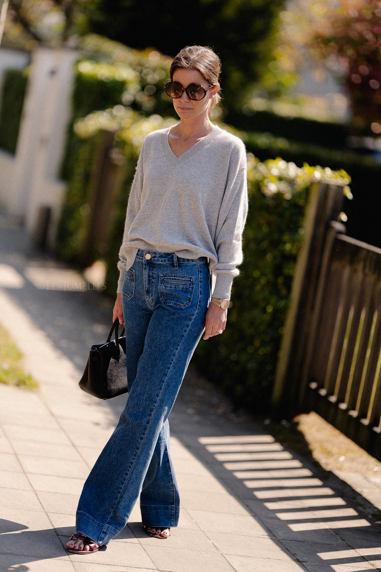 Cosette V-neck jumper light grey