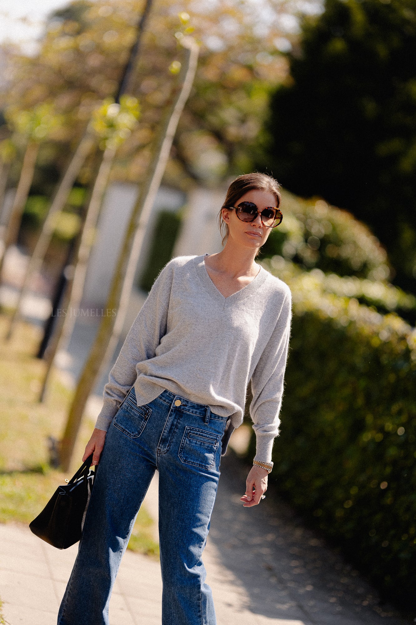 Cosette V-neck jumper light grey