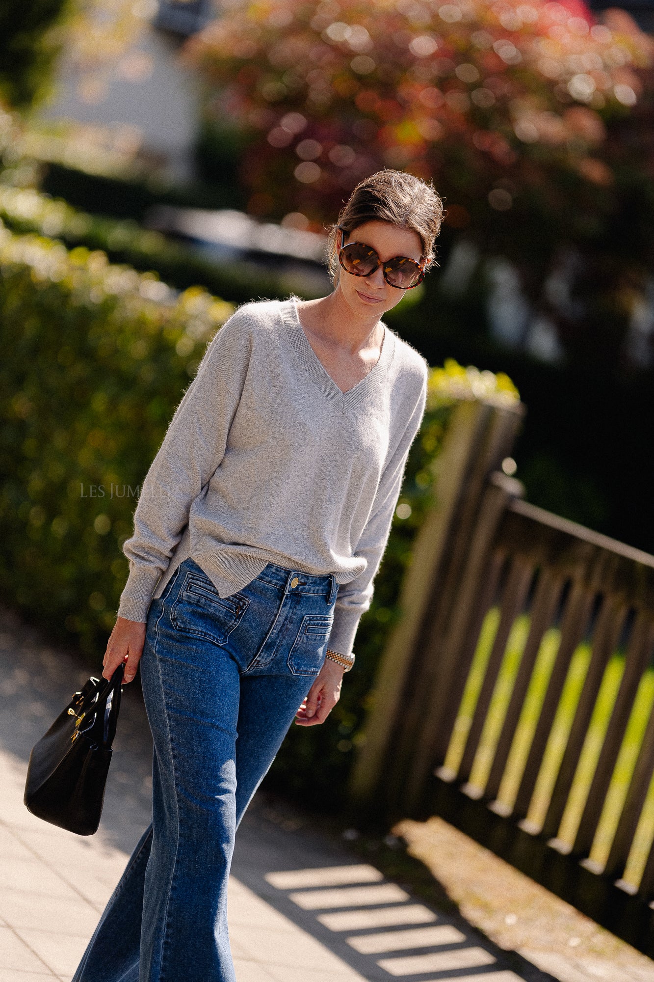Cosette V-neck jumper light grey