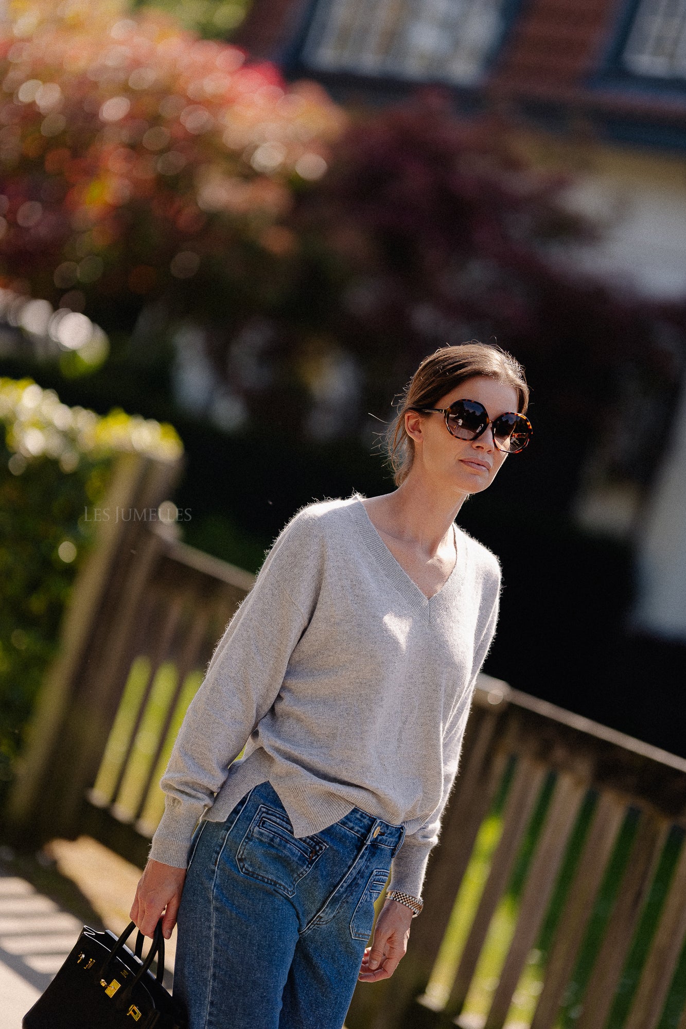 Cosette V-neck jumper light grey