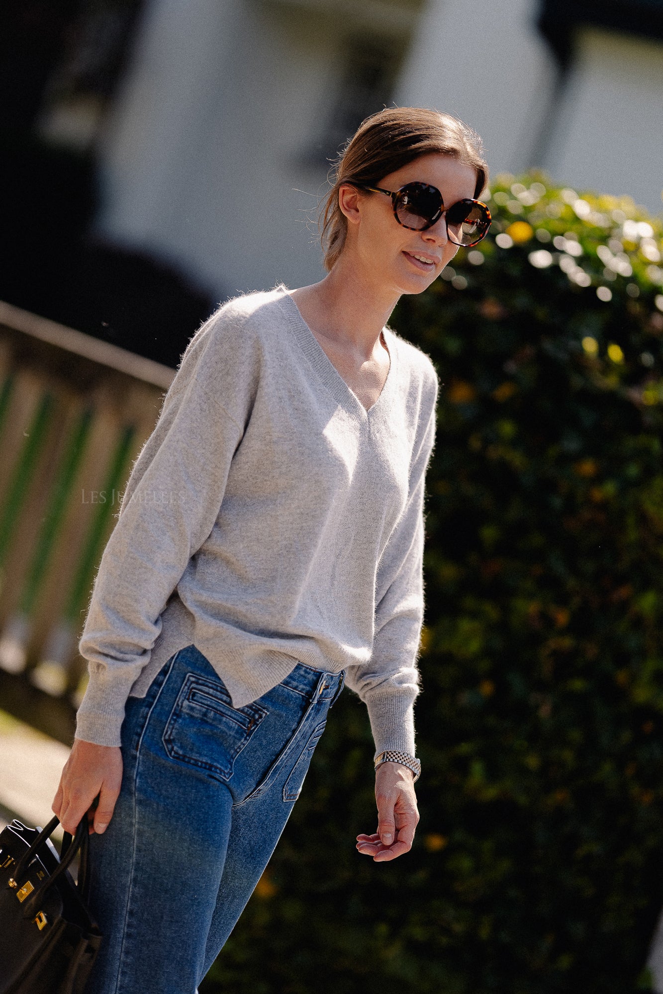 Cosette V-neck jumper light grey