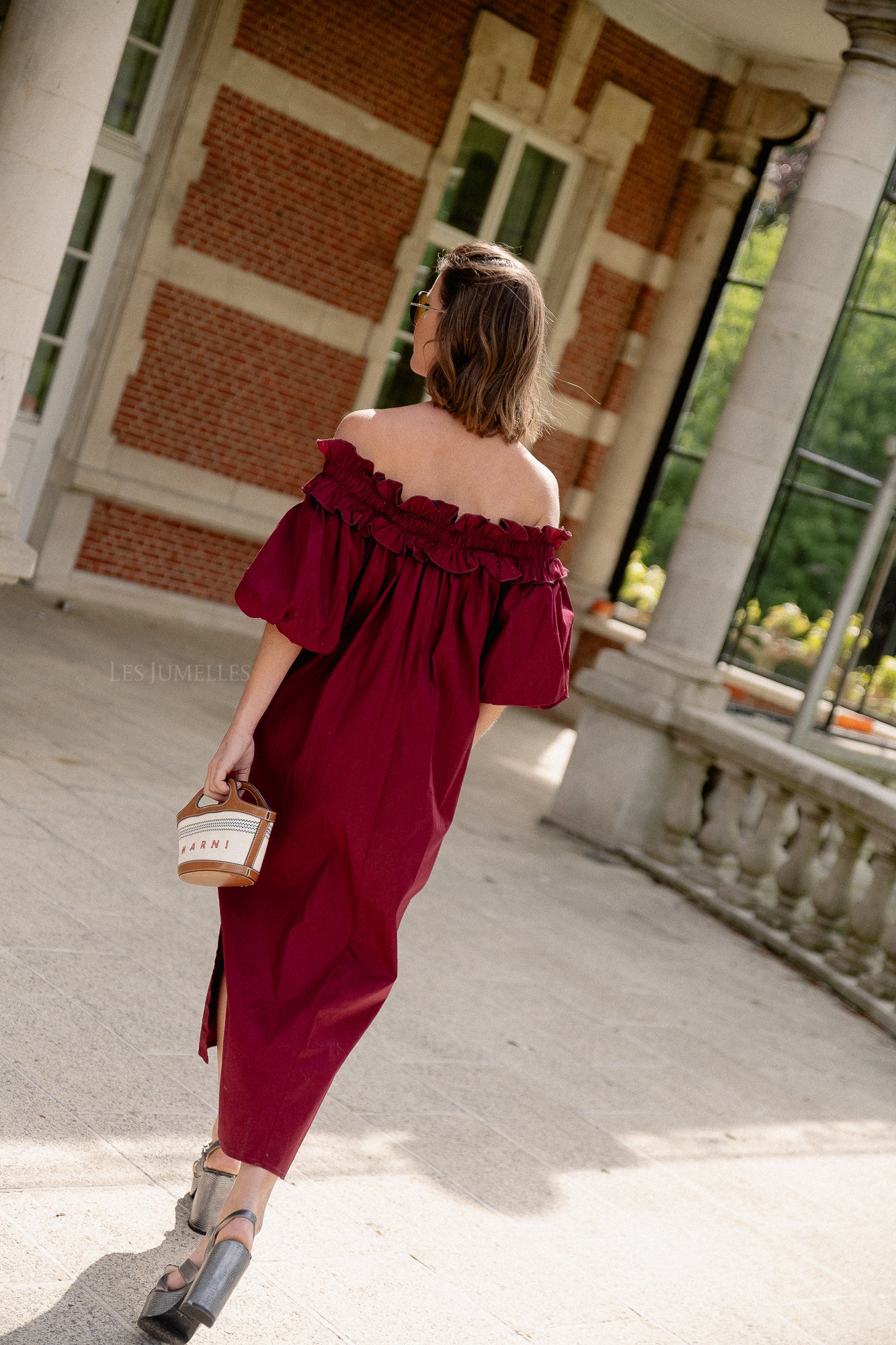 Eleonore off shoulder maxi dress burgundy