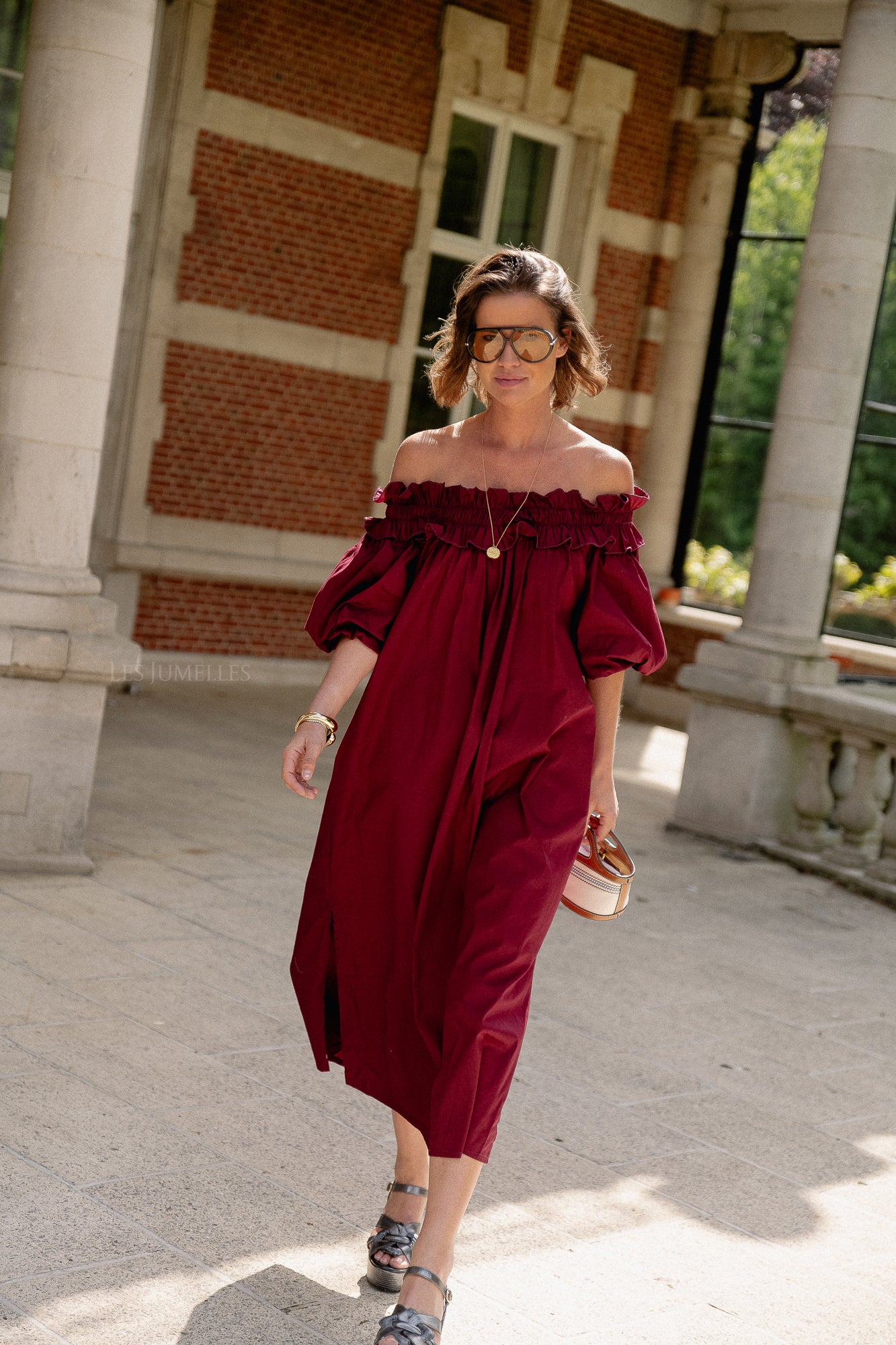 Eleonore off shoulder maxi dress burgundy