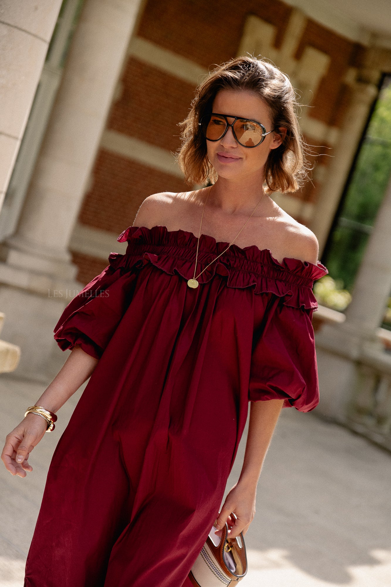 Eleonore off shoulder maxi dress burgundy