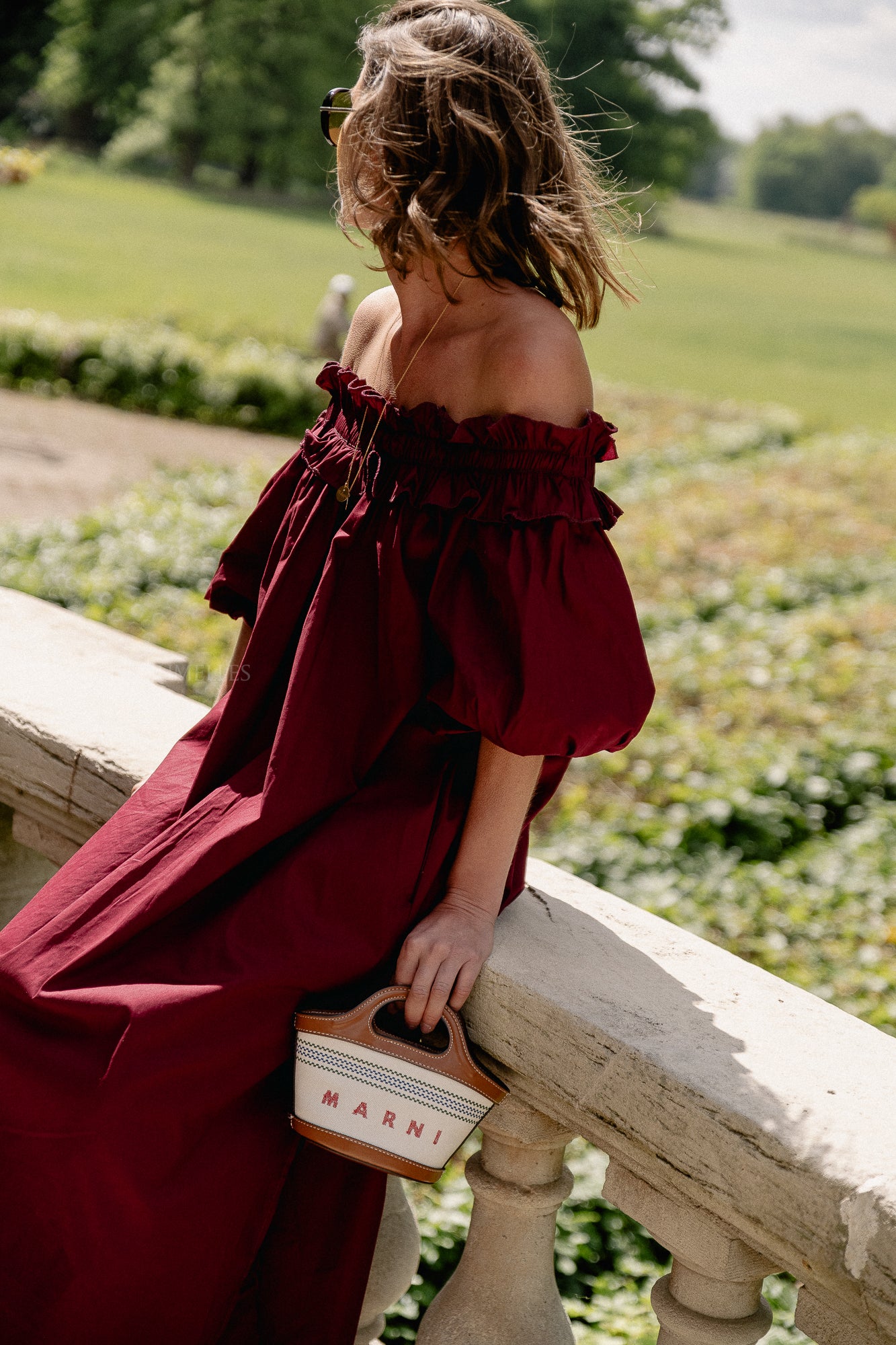 Eleonore off shoulder maxi dress burgundy