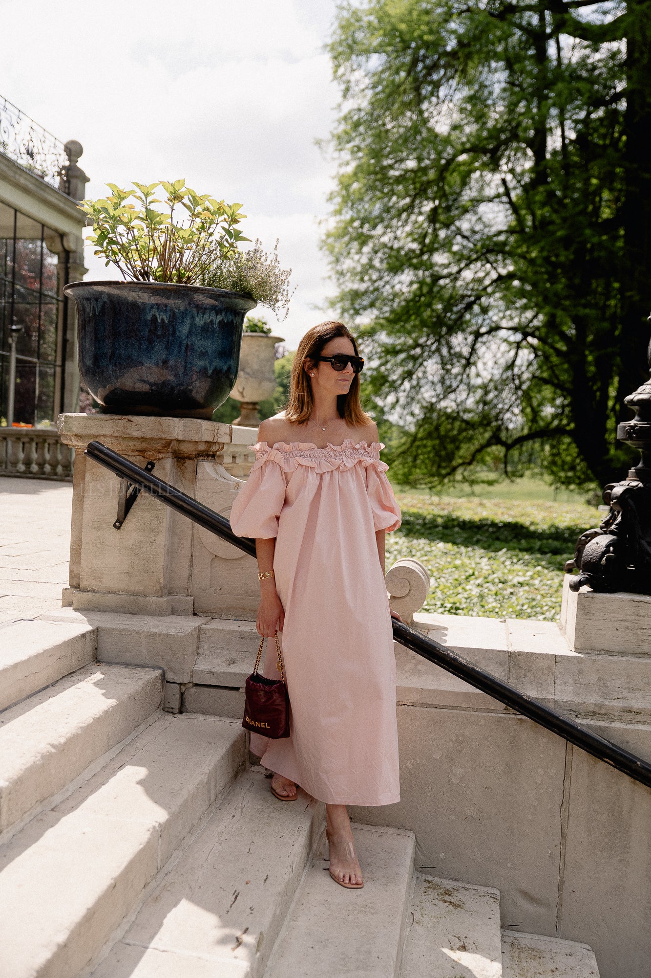 Eleonore off shoulder maxi dress baby pink