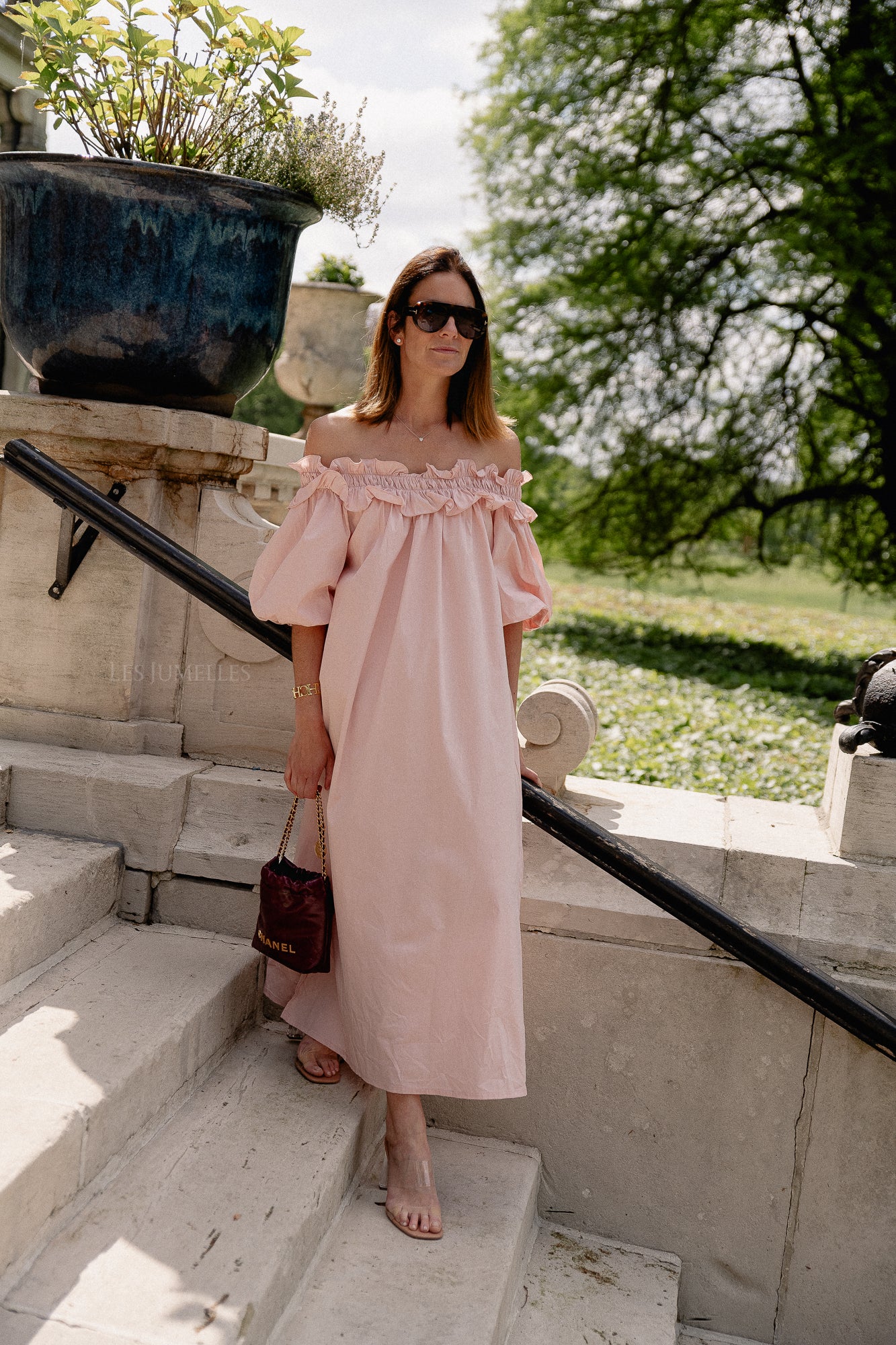 Eleonore off shoulder maxi dress baby pink