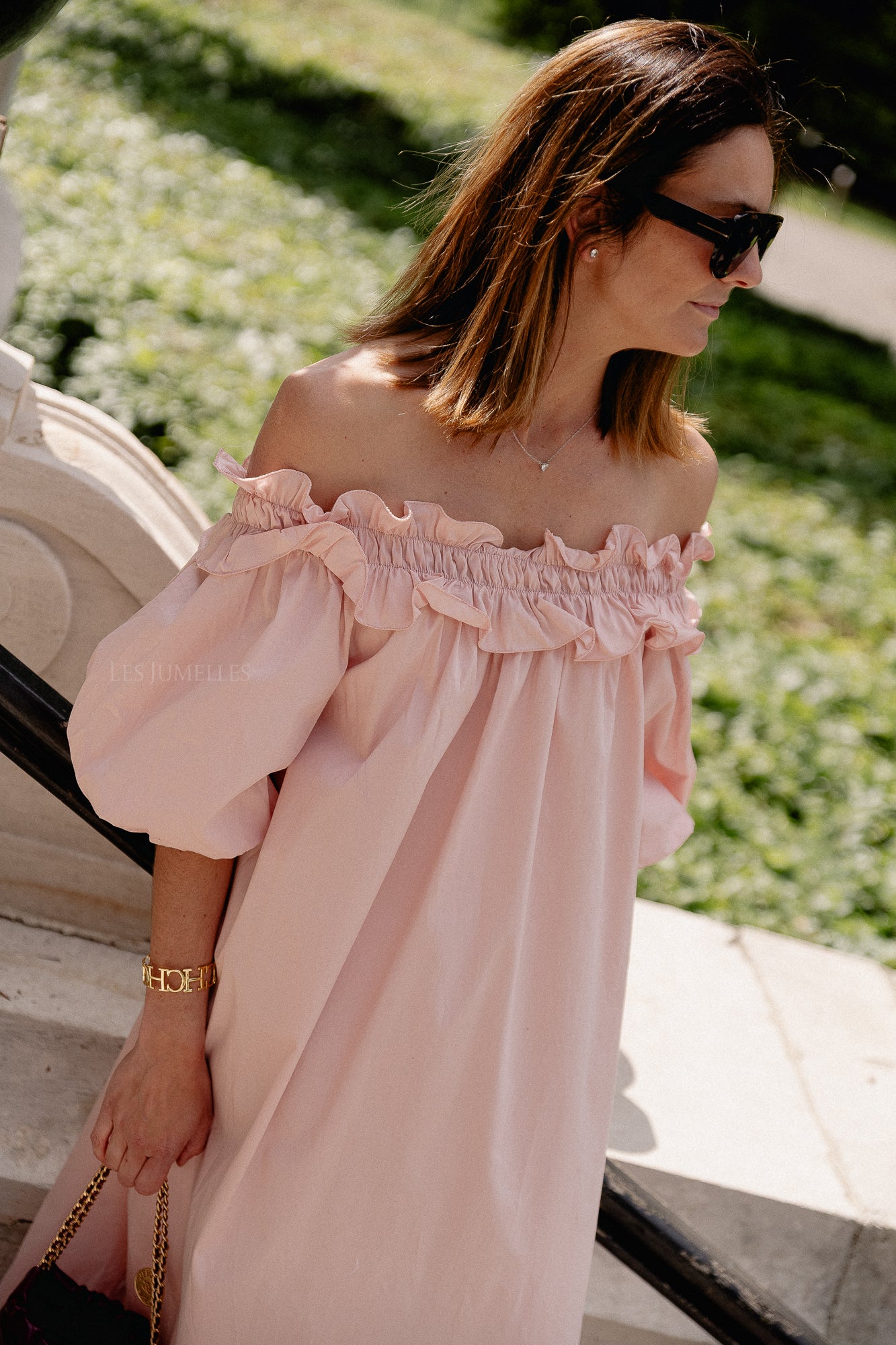 Eleonore off shoulder maxi dress baby pink