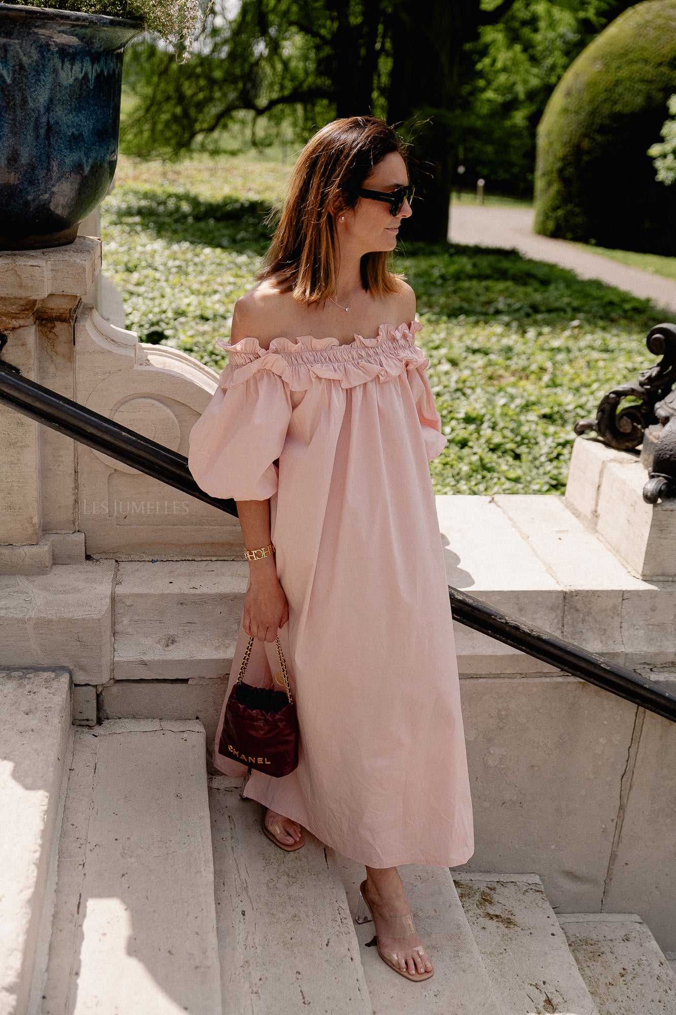 Eleonore off shoulder maxi dress baby pink
