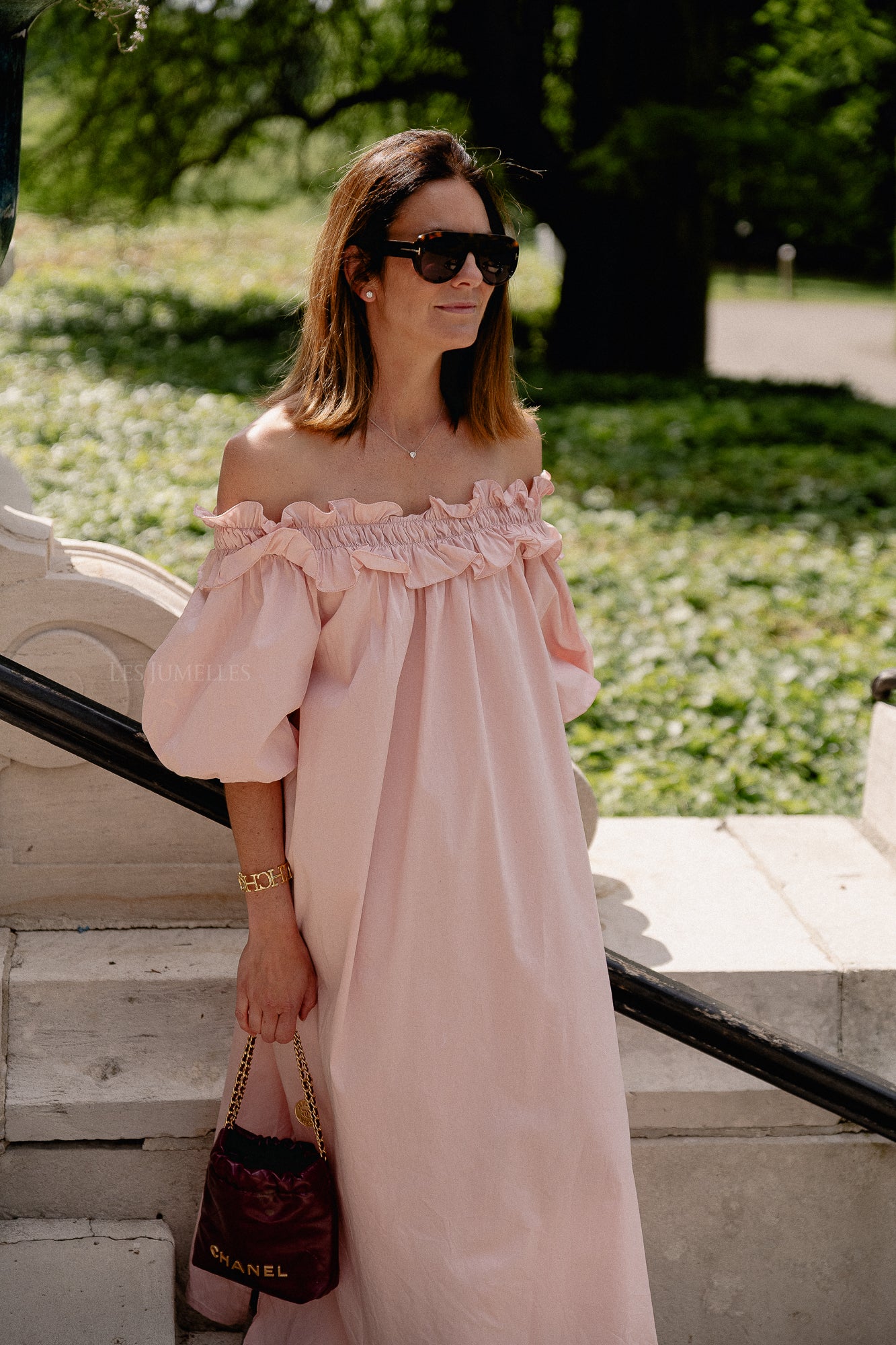 Eleonore off shoulder maxi dress baby pink