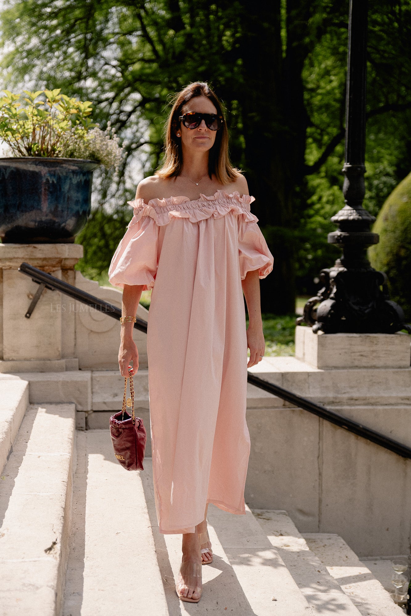 Eleonore off shoulder maxi dress baby pink