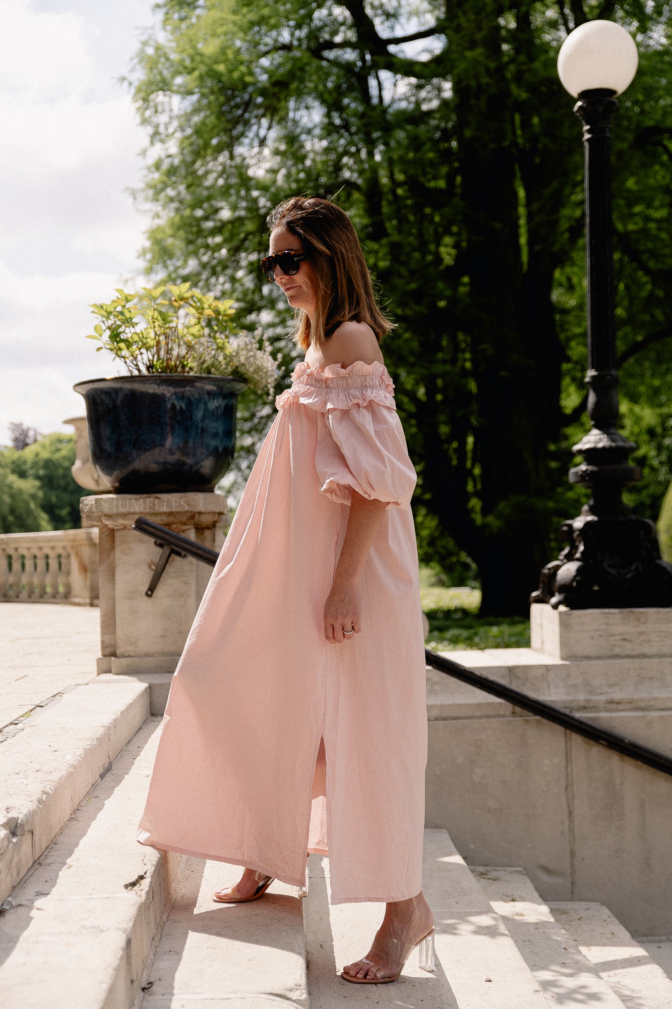 Eleonore off shoulder maxi dress baby pink