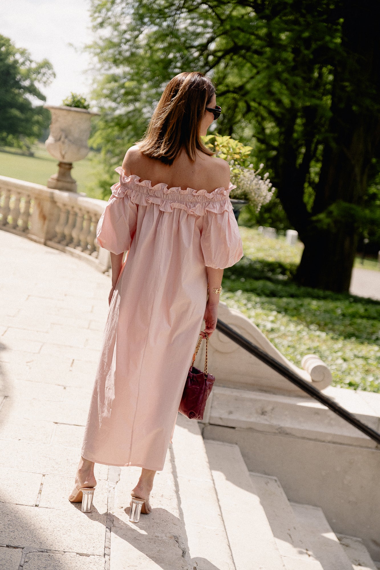 Eleonore off shoulder maxi dress baby pink