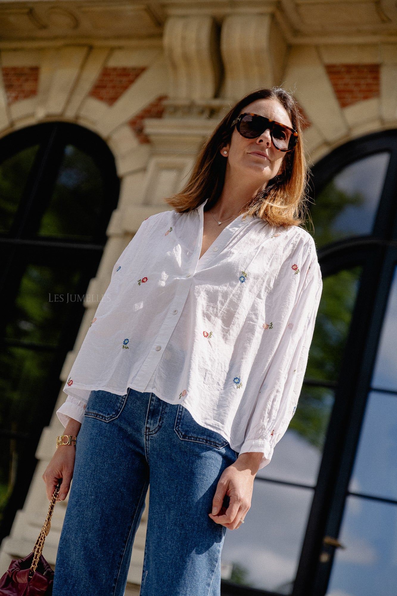 Gaby embroidered blouse white