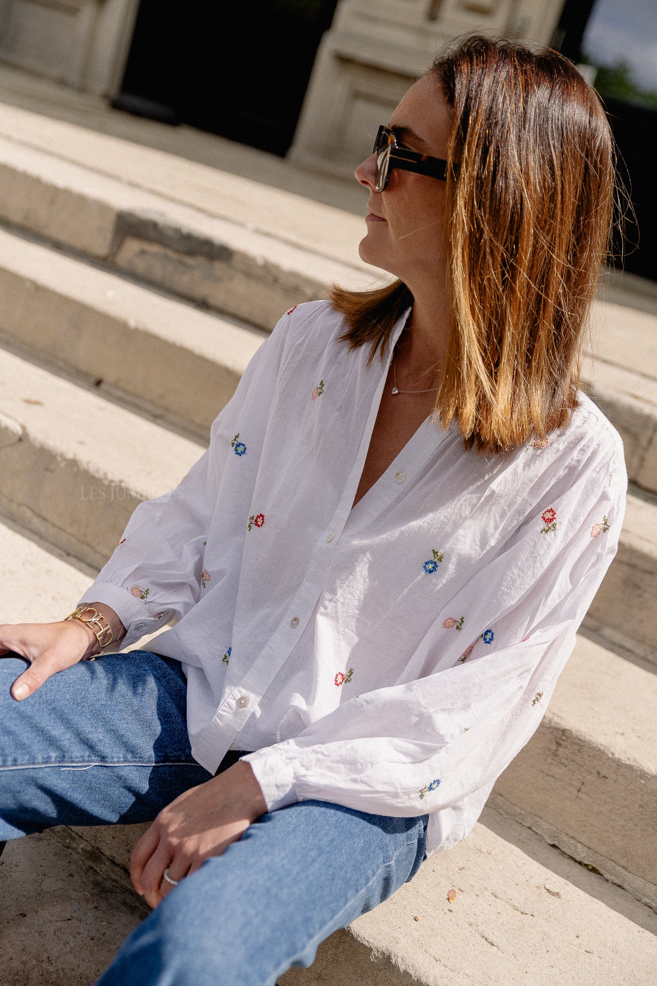 Gaby embroidered blouse white
