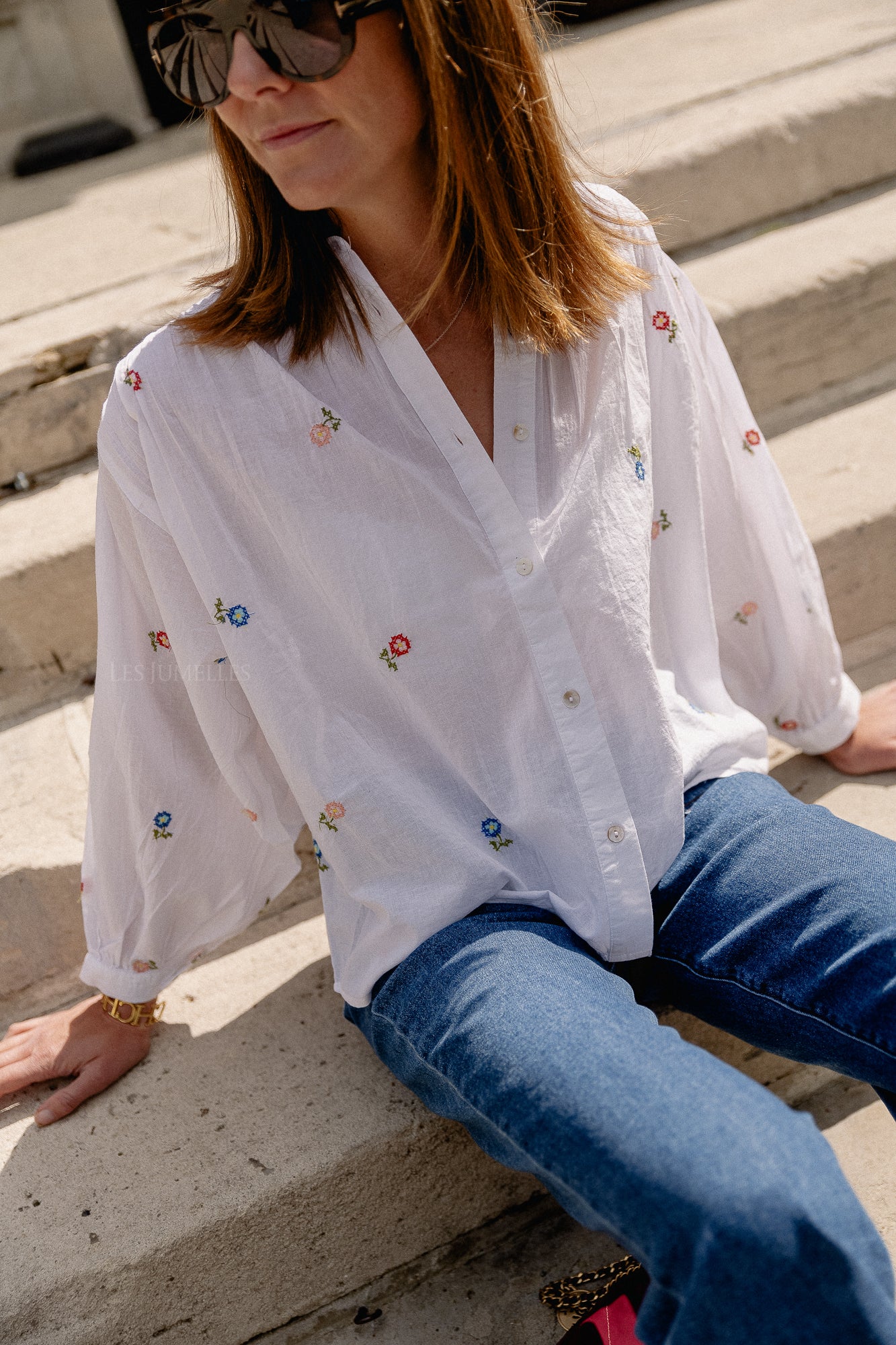 Gaby embroidered blouse white