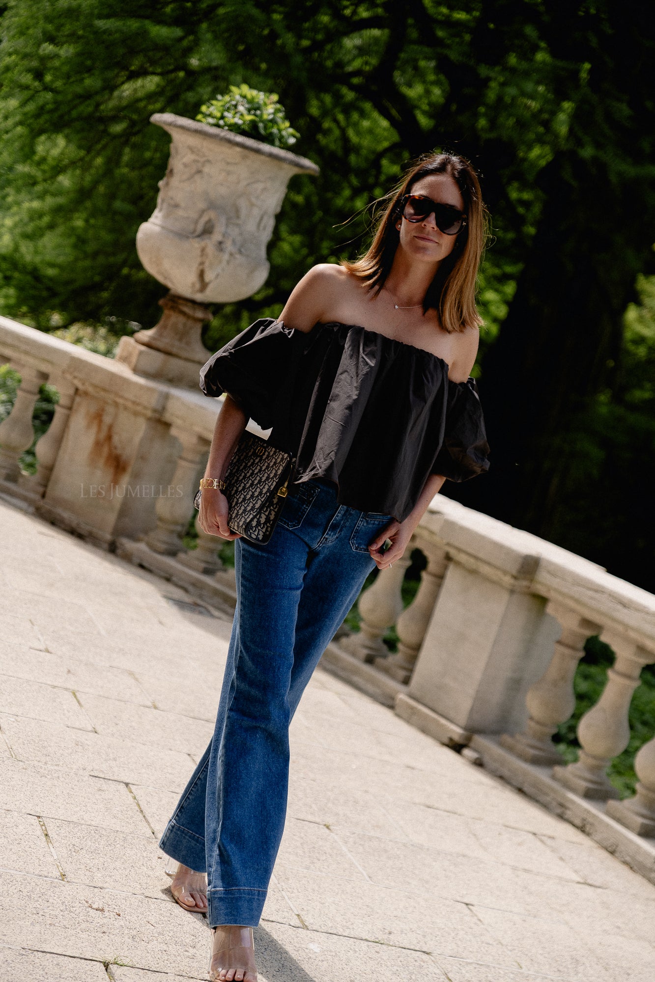 Fran off shoulder cropped blouse dark brown