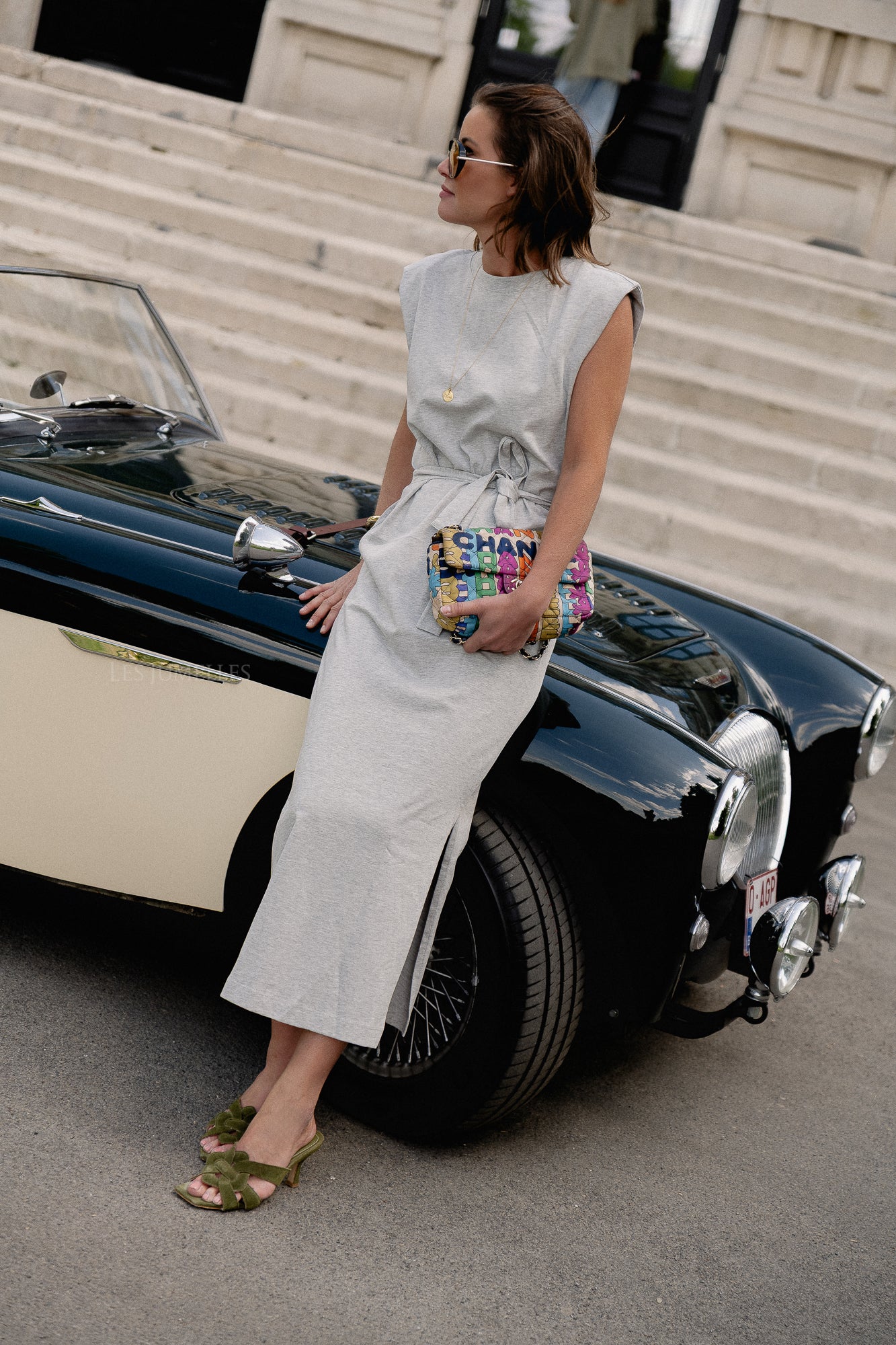 SLFHalley shoulderpad ankle dress light grey melange