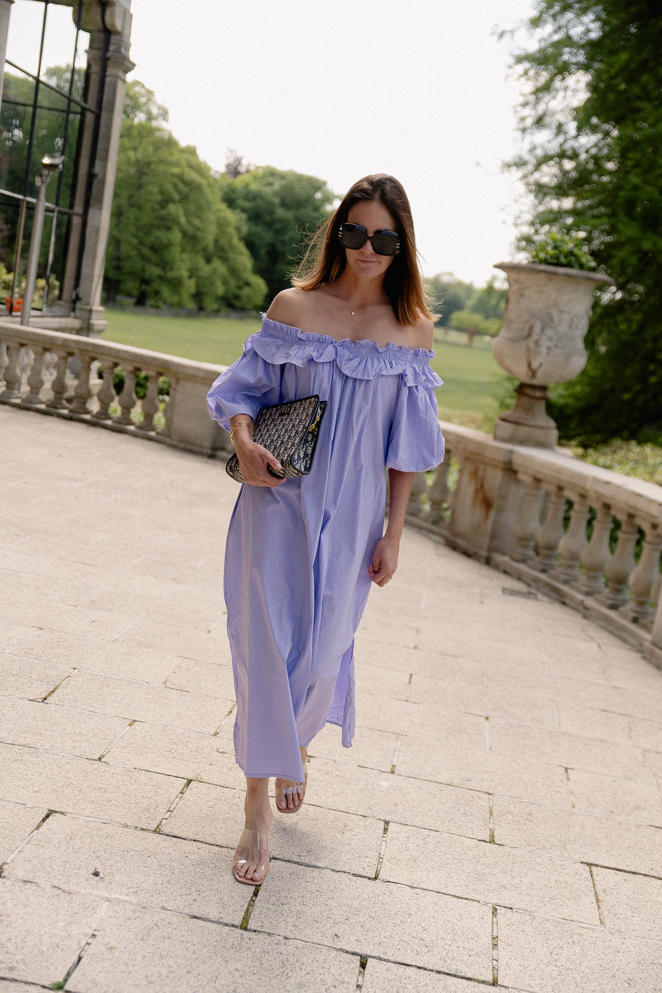 Eleonore off shoulder maxi dress lilac