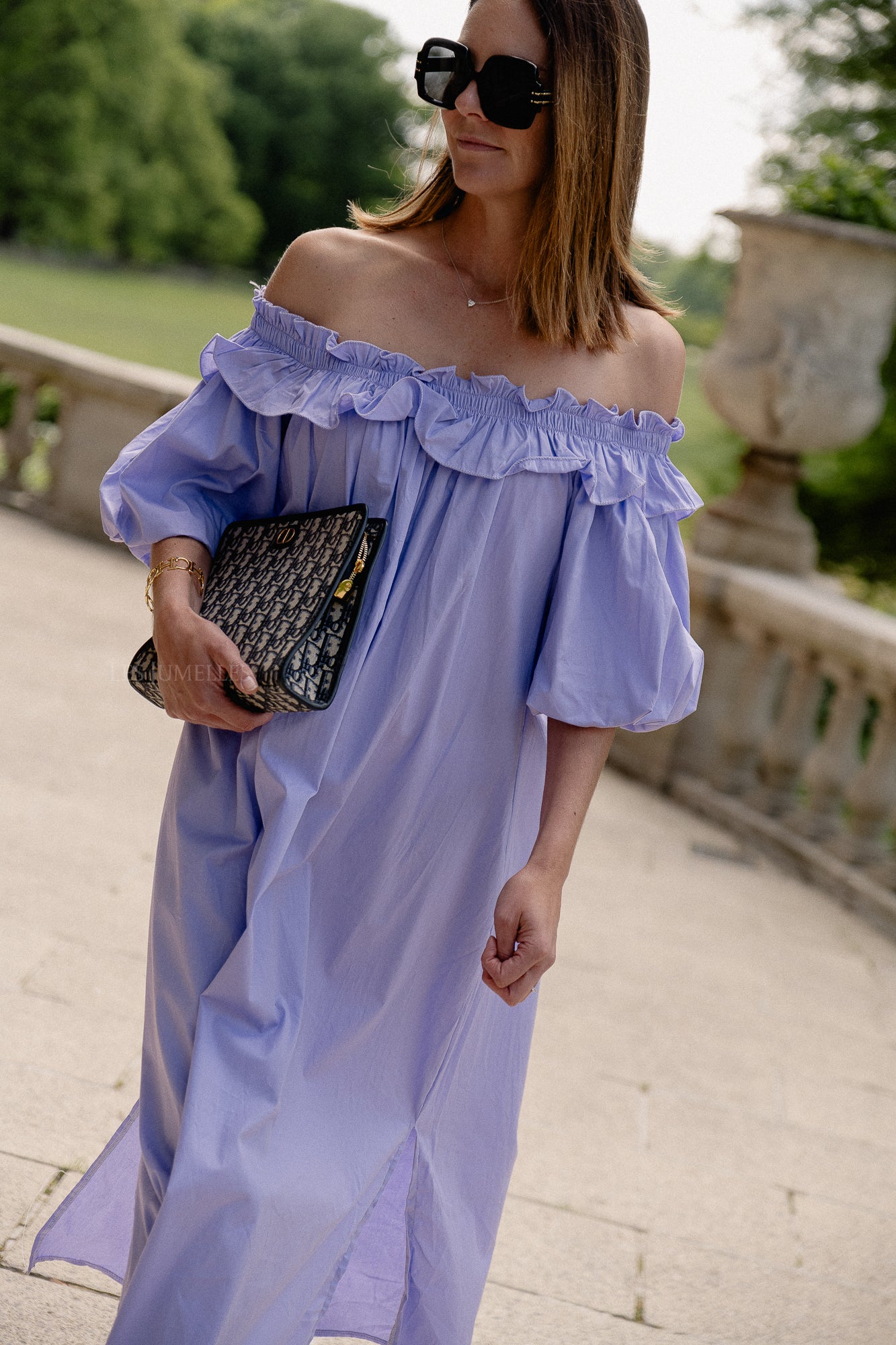 Eleonore off shoulder maxi dress lilac