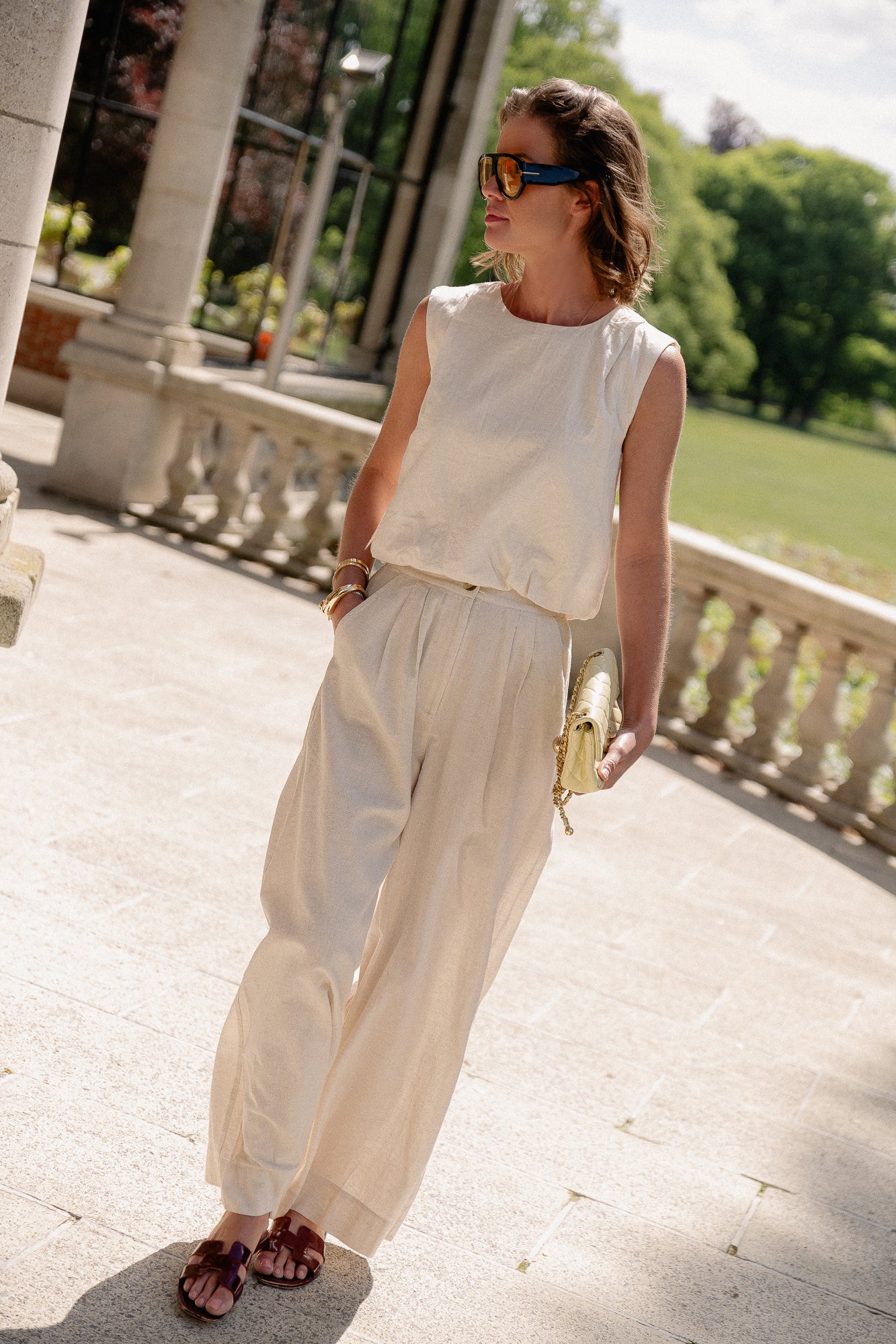 VIEtni O-neck short top super light natural melange