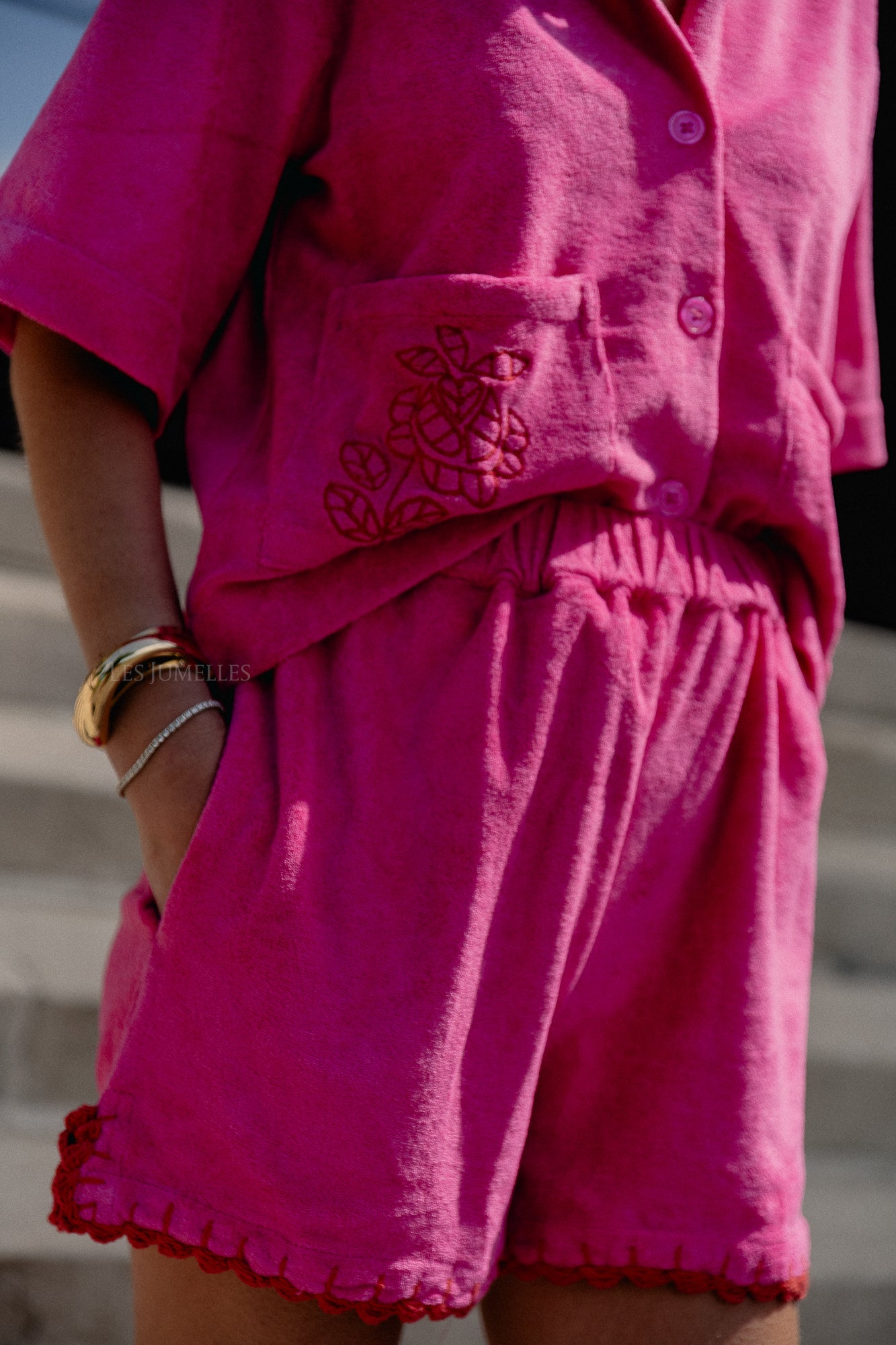 Rosalie terry shorts fuchsia/red