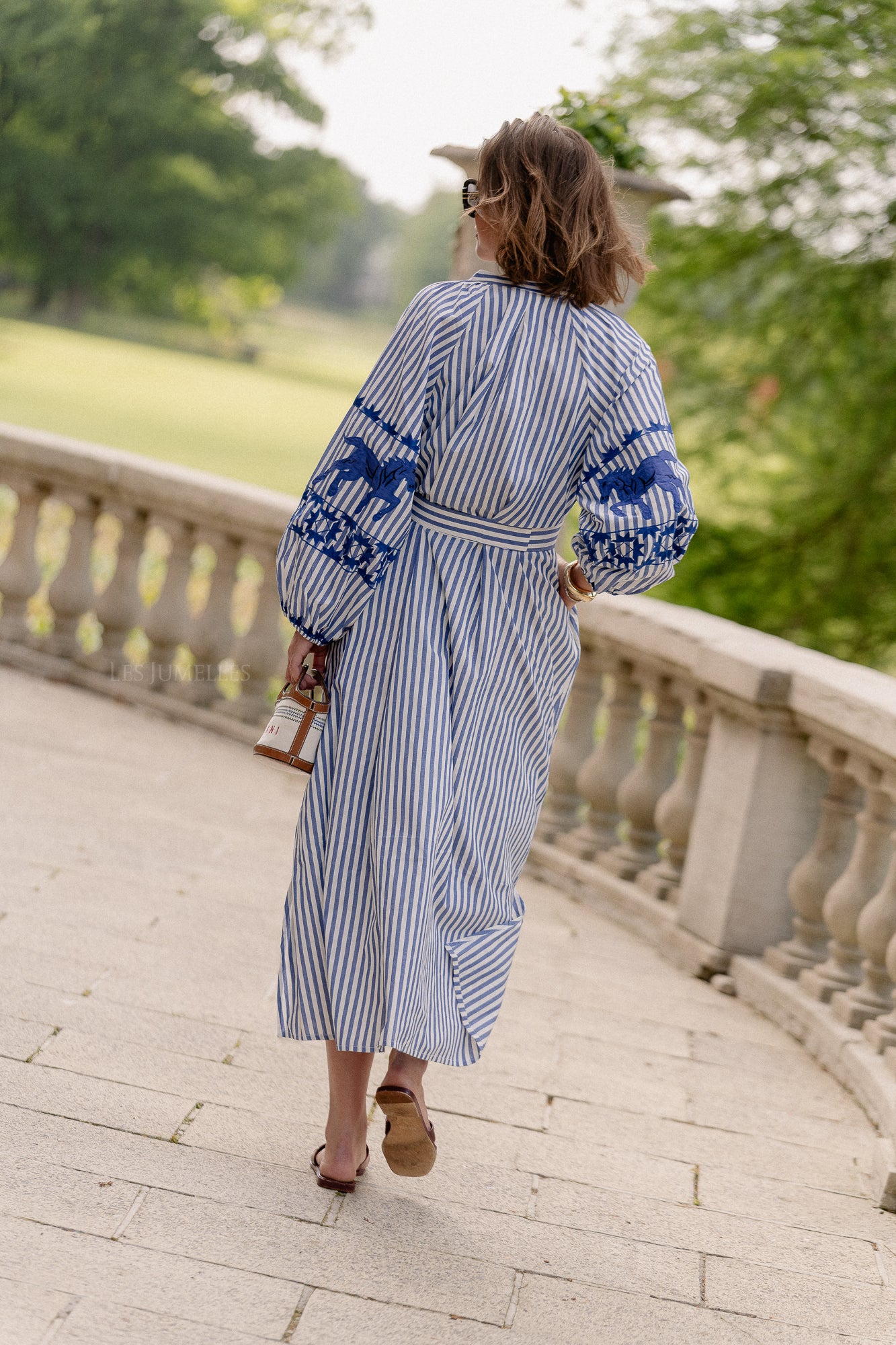 Quinn maxi dress blue stripes