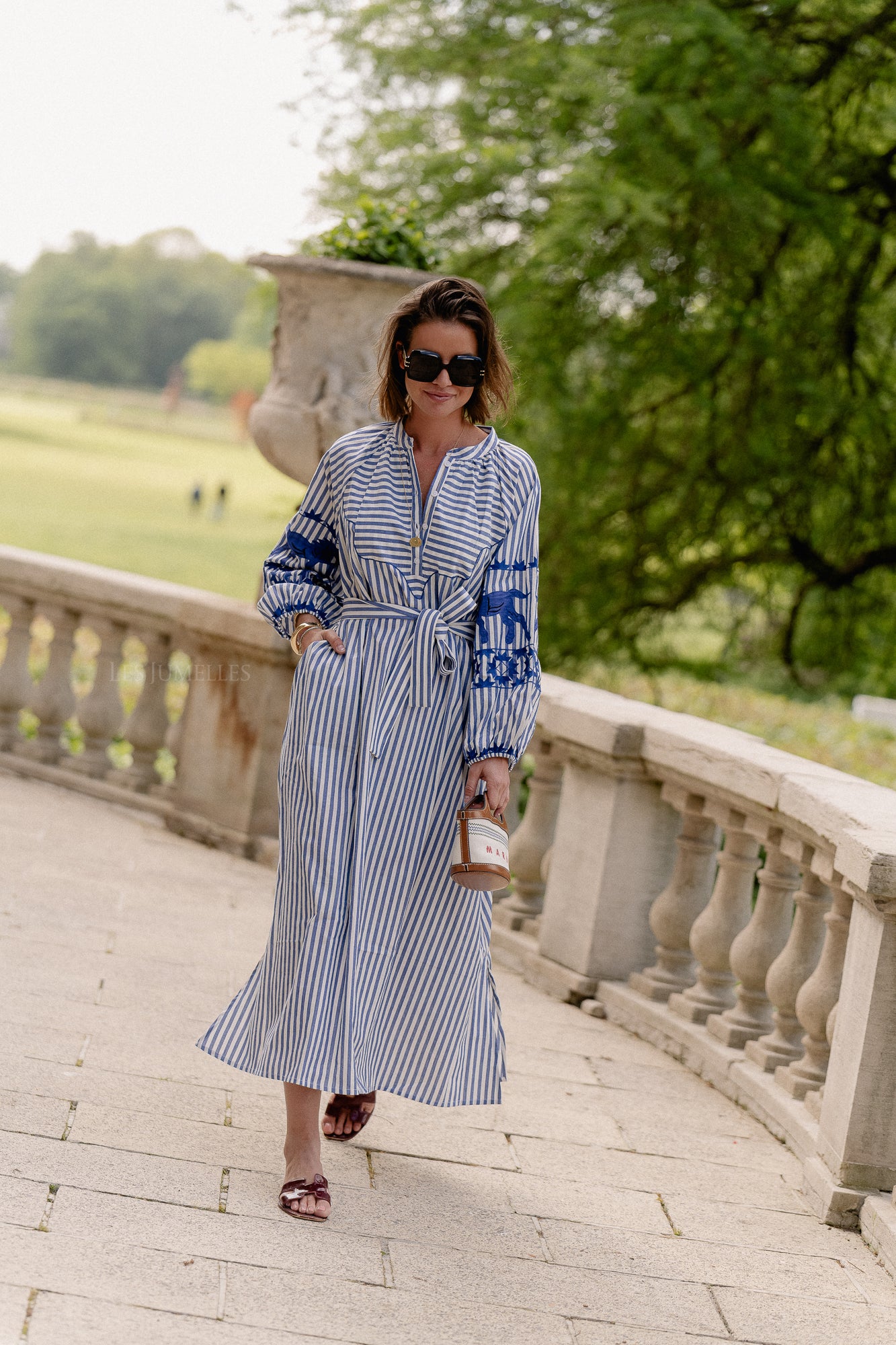 Quinn maxi dress blue stripes
