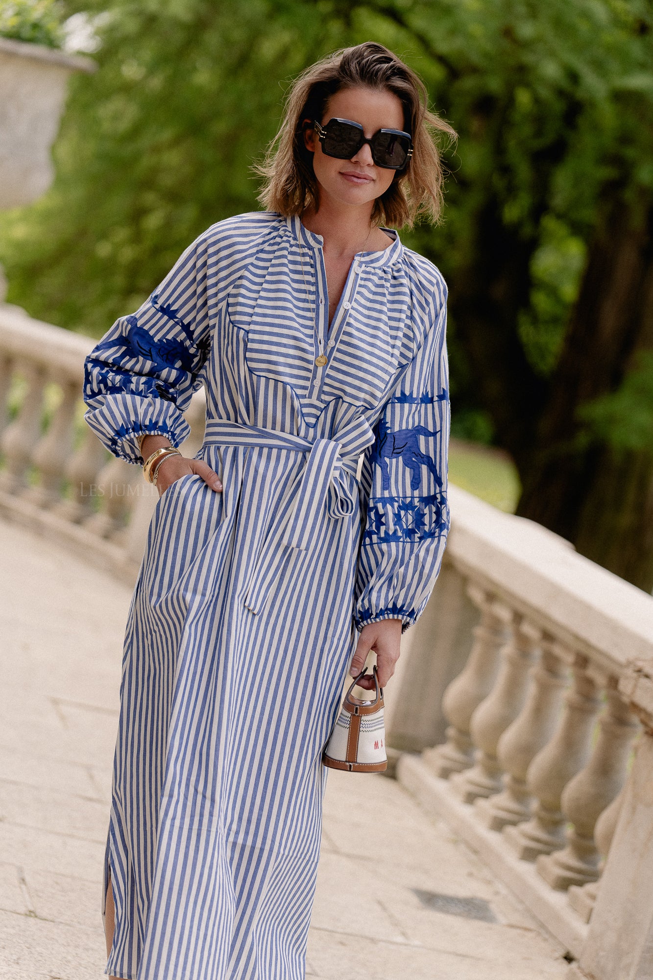 Quinn maxi dress blue stripes