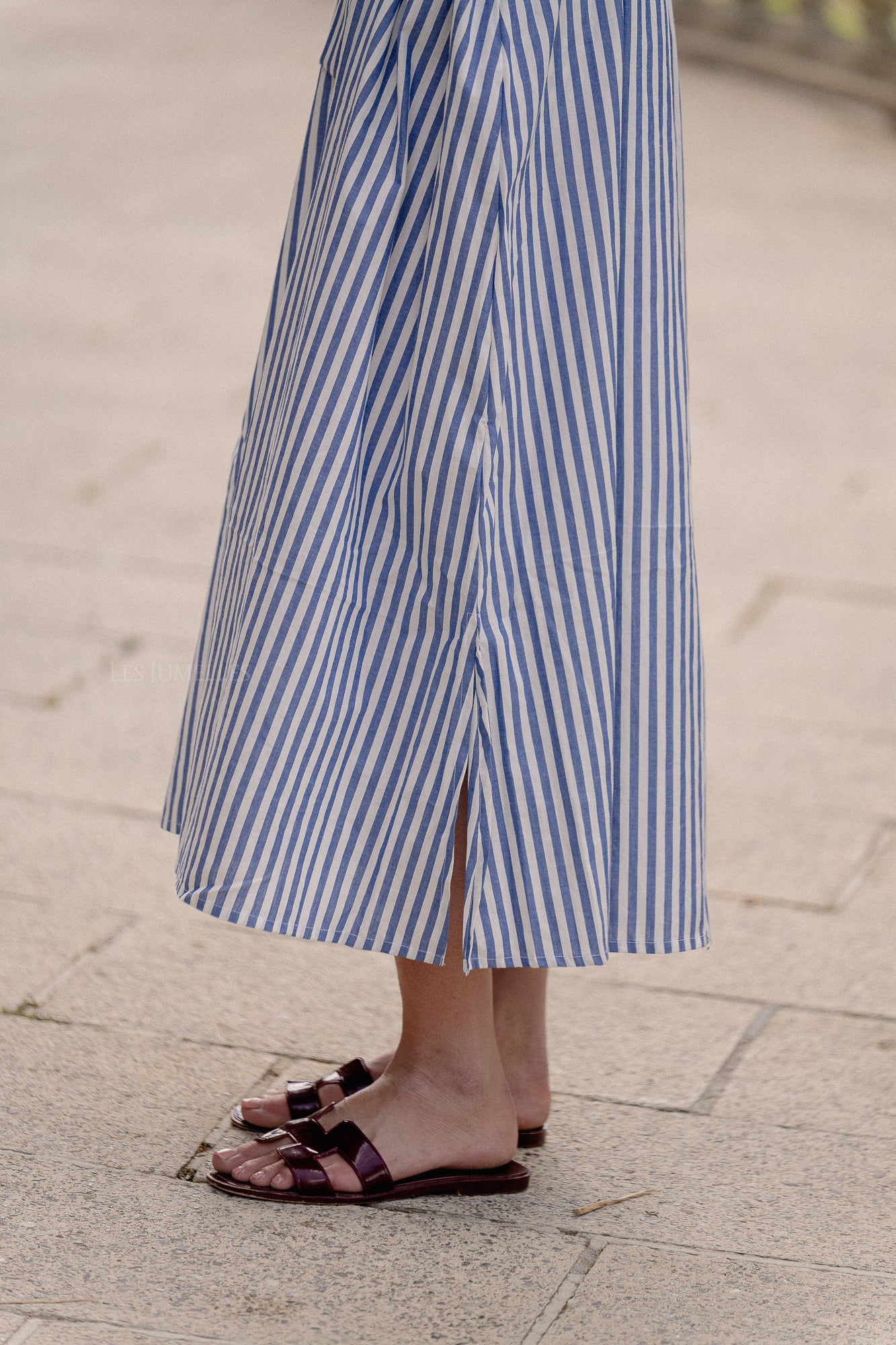 Quinn maxi dress blue stripes