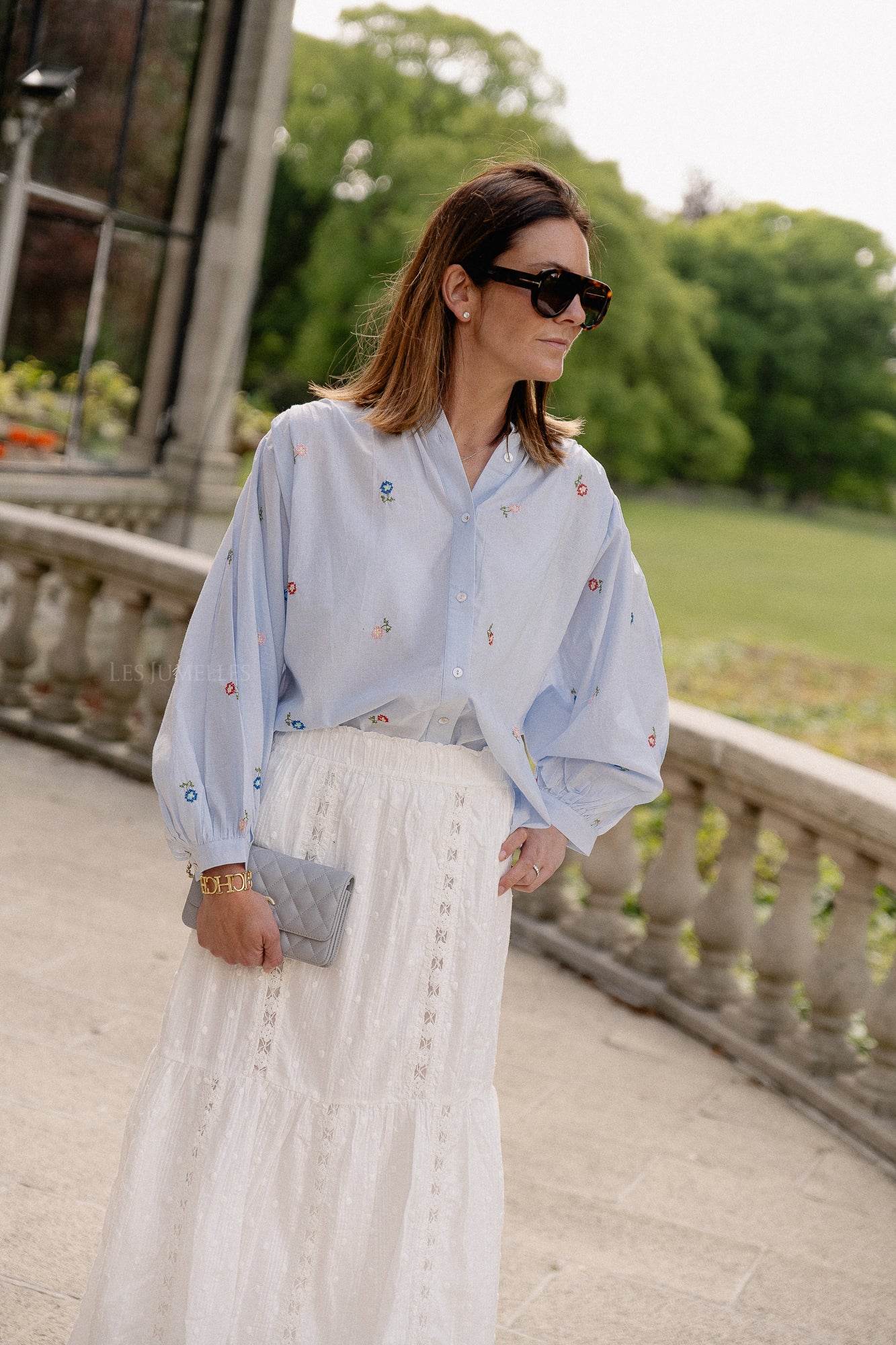 Gaby embroidered blouse baby blue