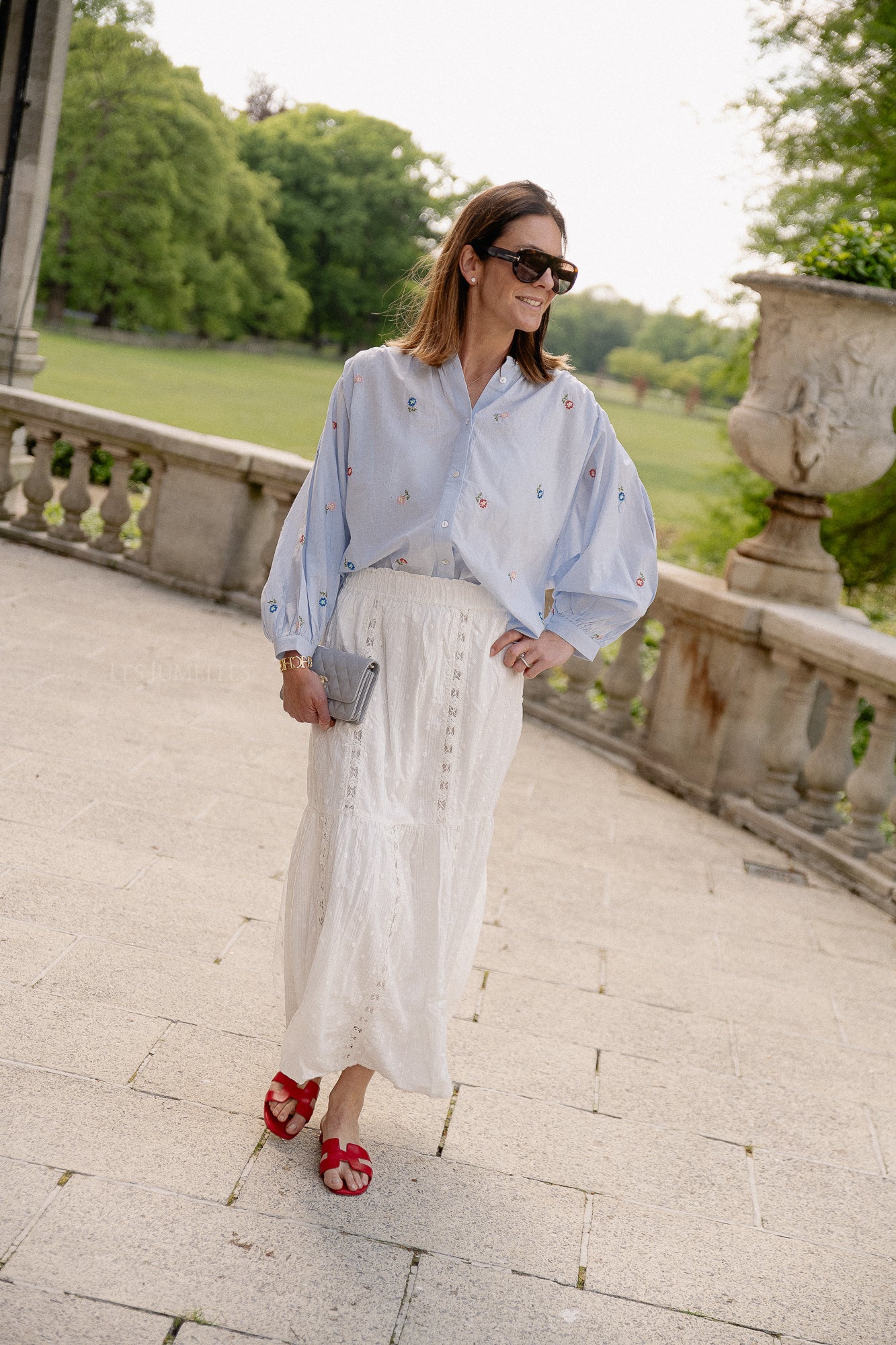 Gaby embroidered blouse baby blue