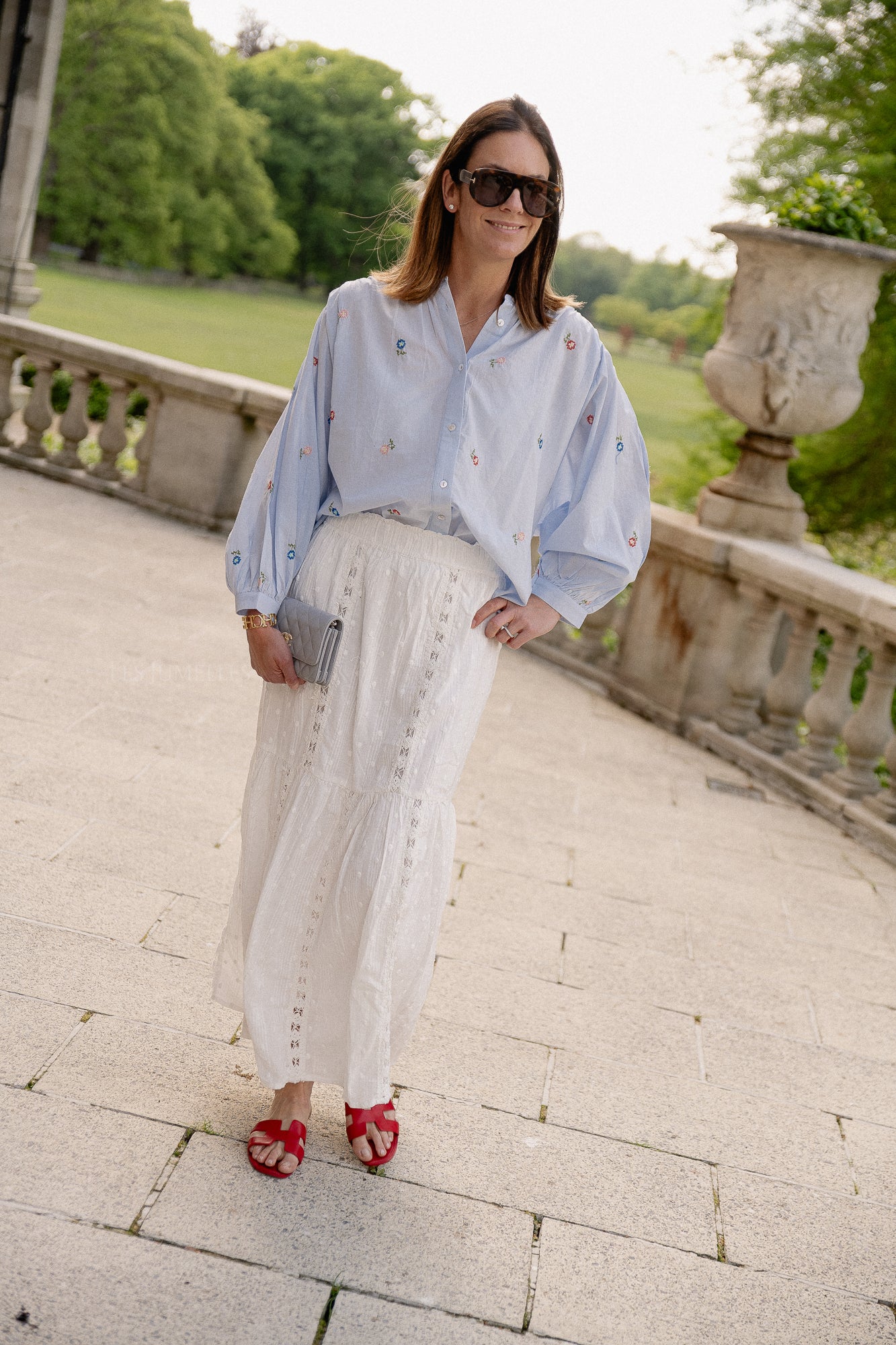 YASThia HW ankle skirt star white