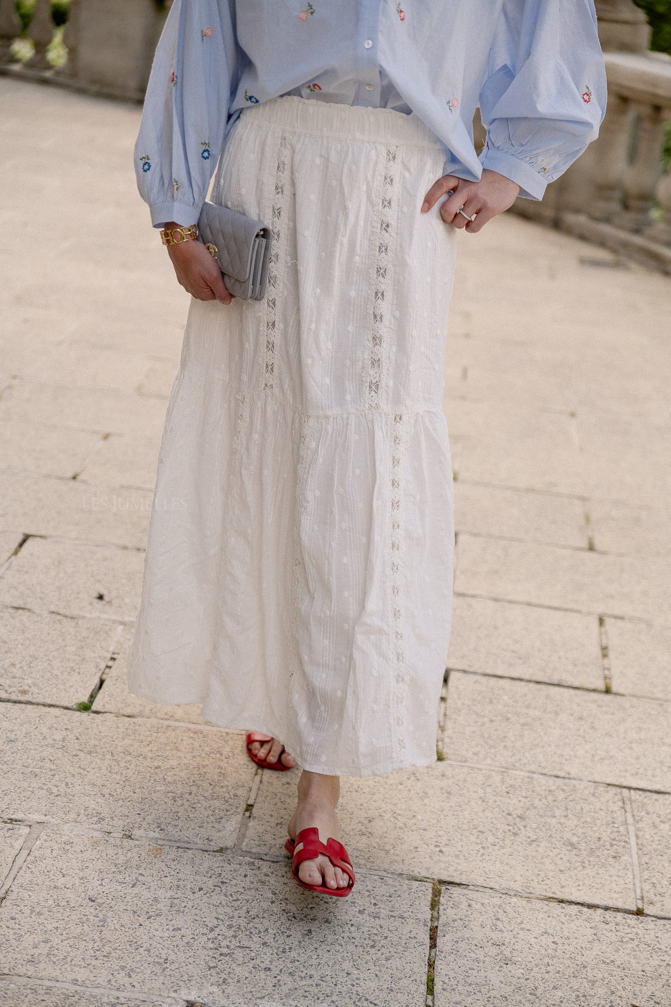 YASThia HW ankle skirt star white