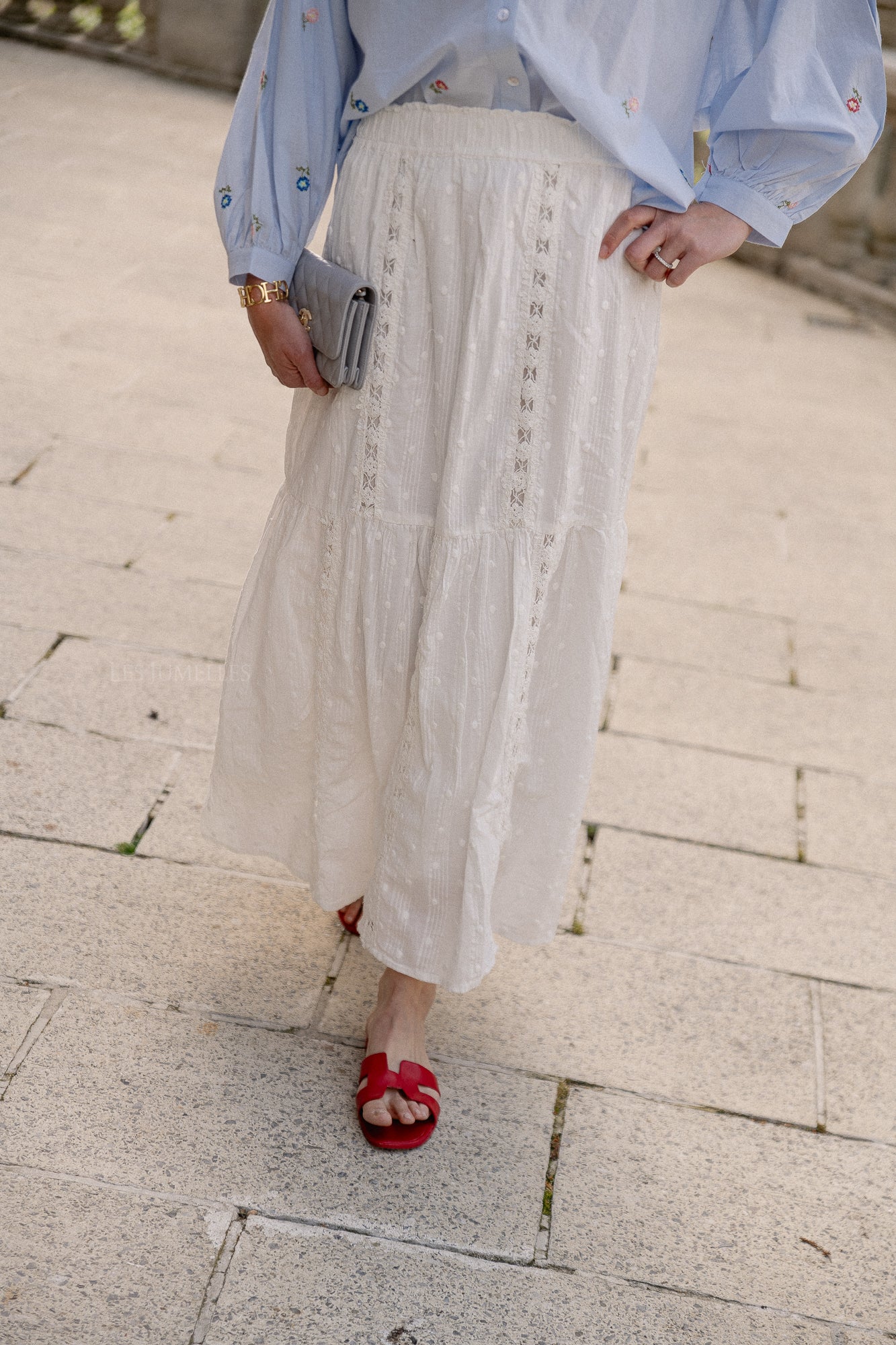 YASThia HW ankle skirt star white