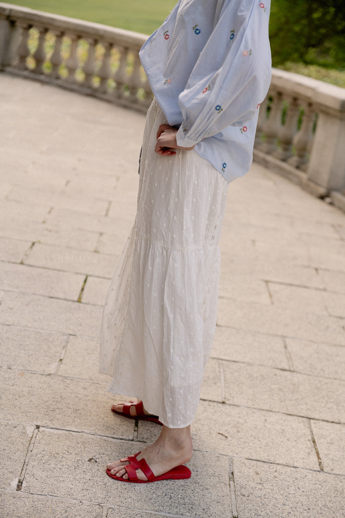 YASThia HW ankle skirt star white