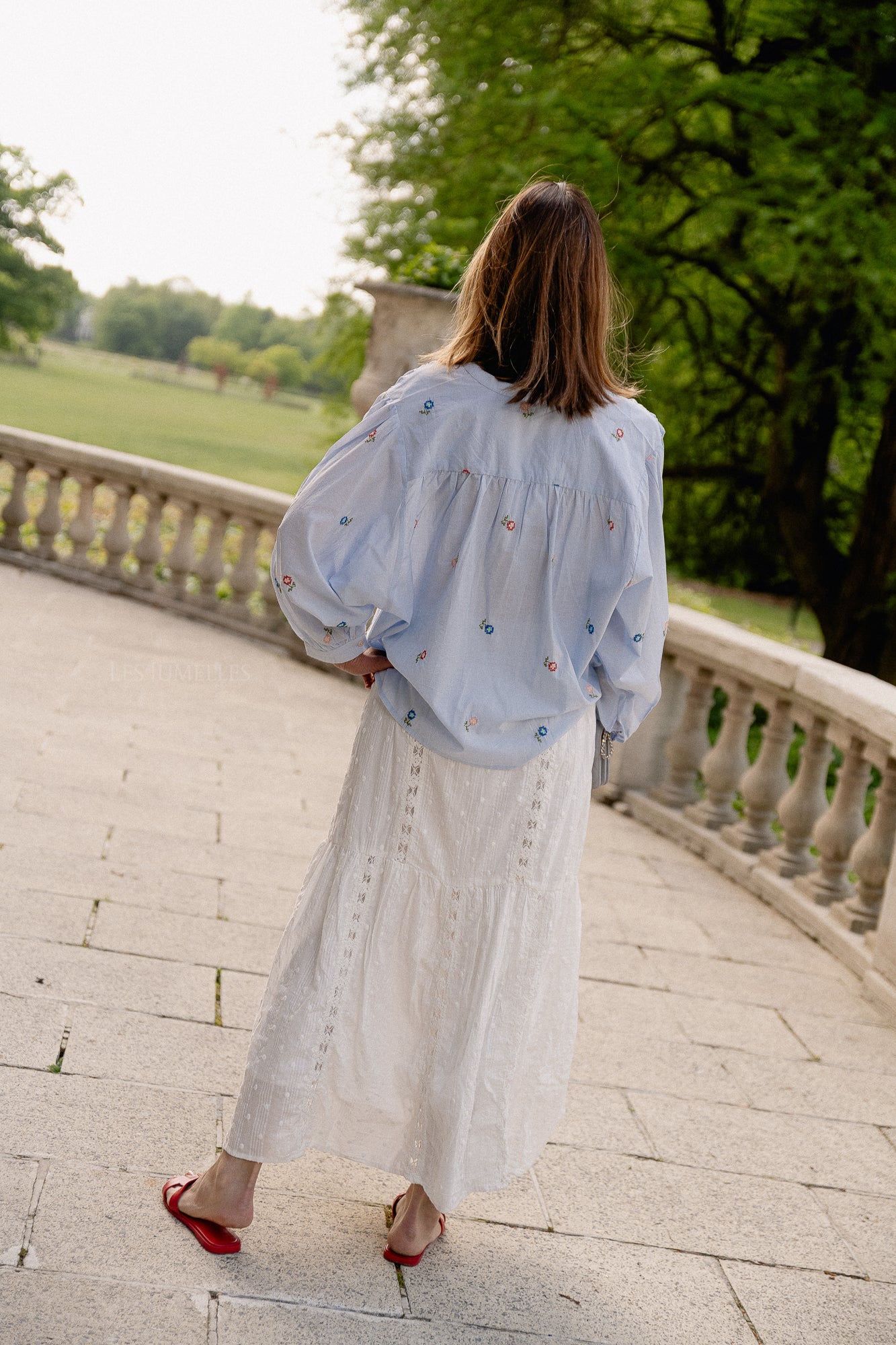 YASThia HW ankle skirt star white