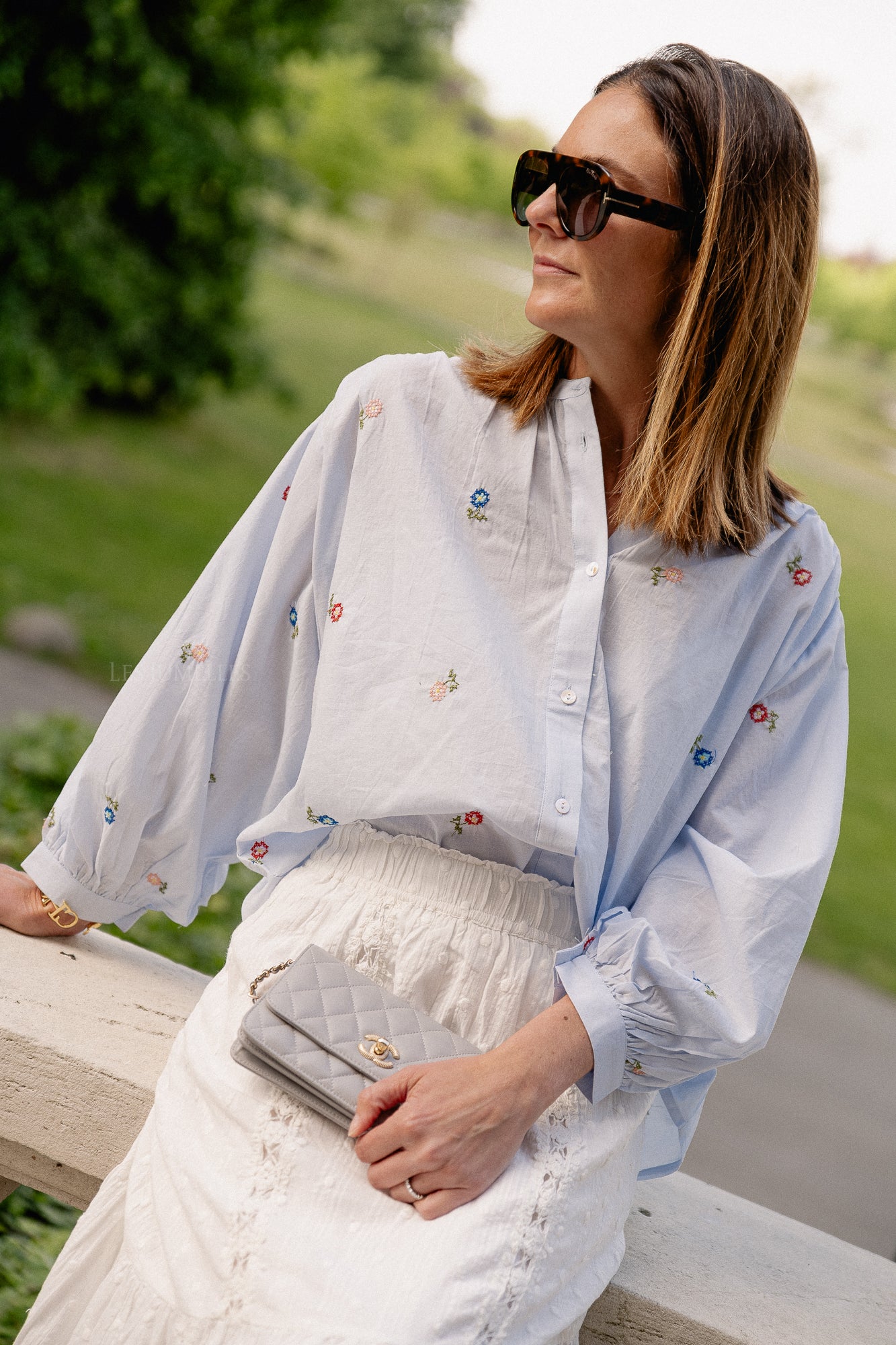 Gaby embroidered blouse baby blue
