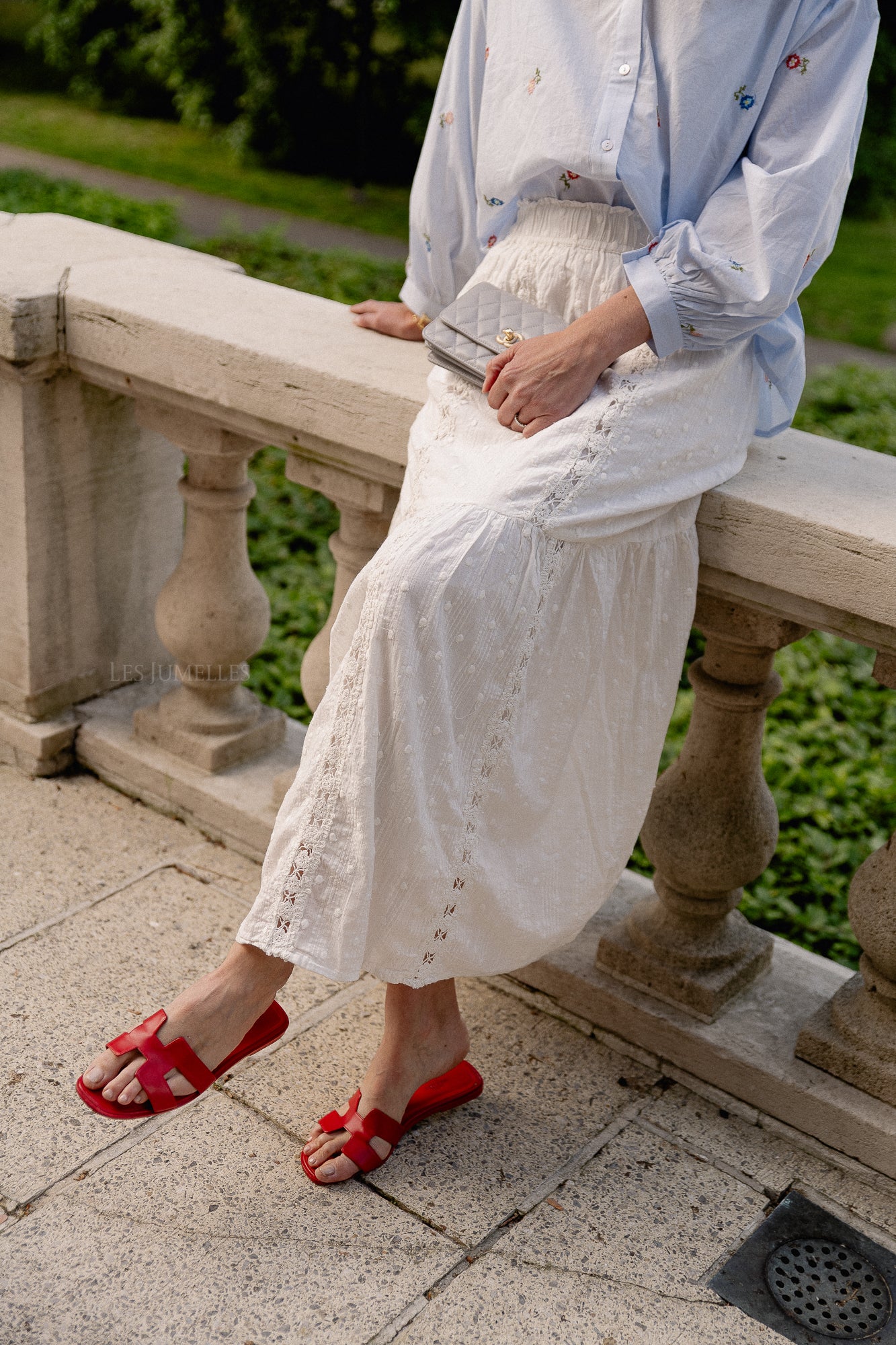 YASThia HW ankle skirt star white