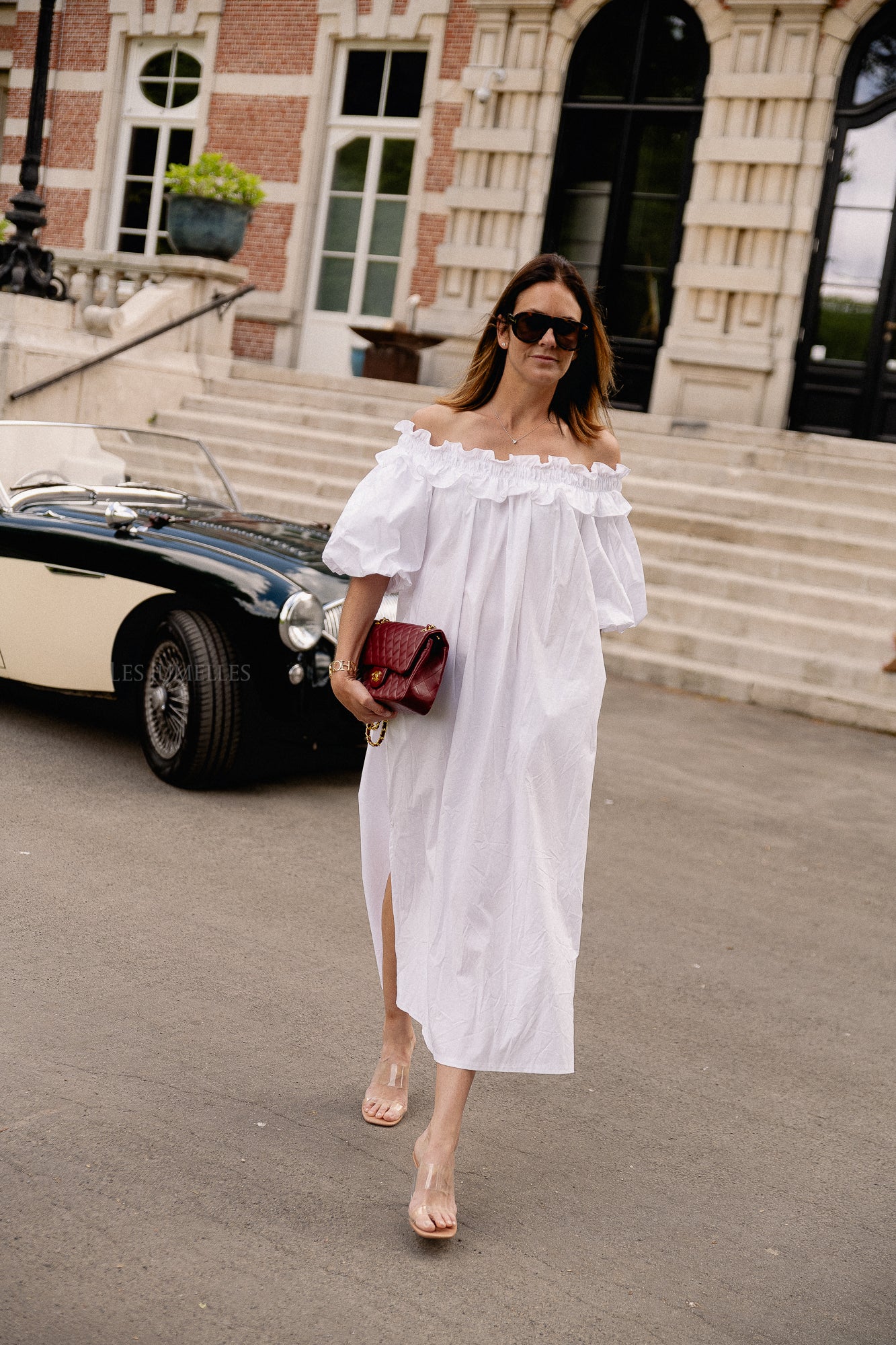 Eleonore off shoulder maxi dress white