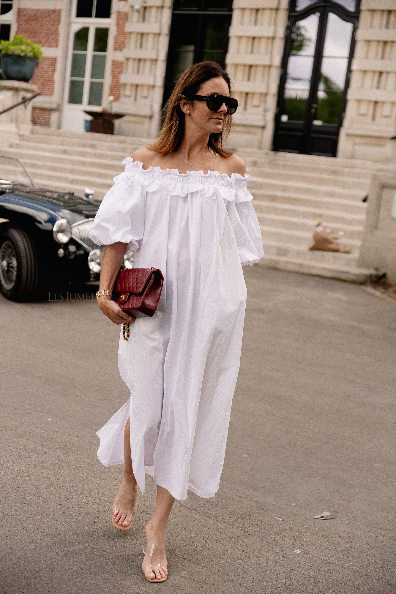 Eleonore off shoulder maxi dress white