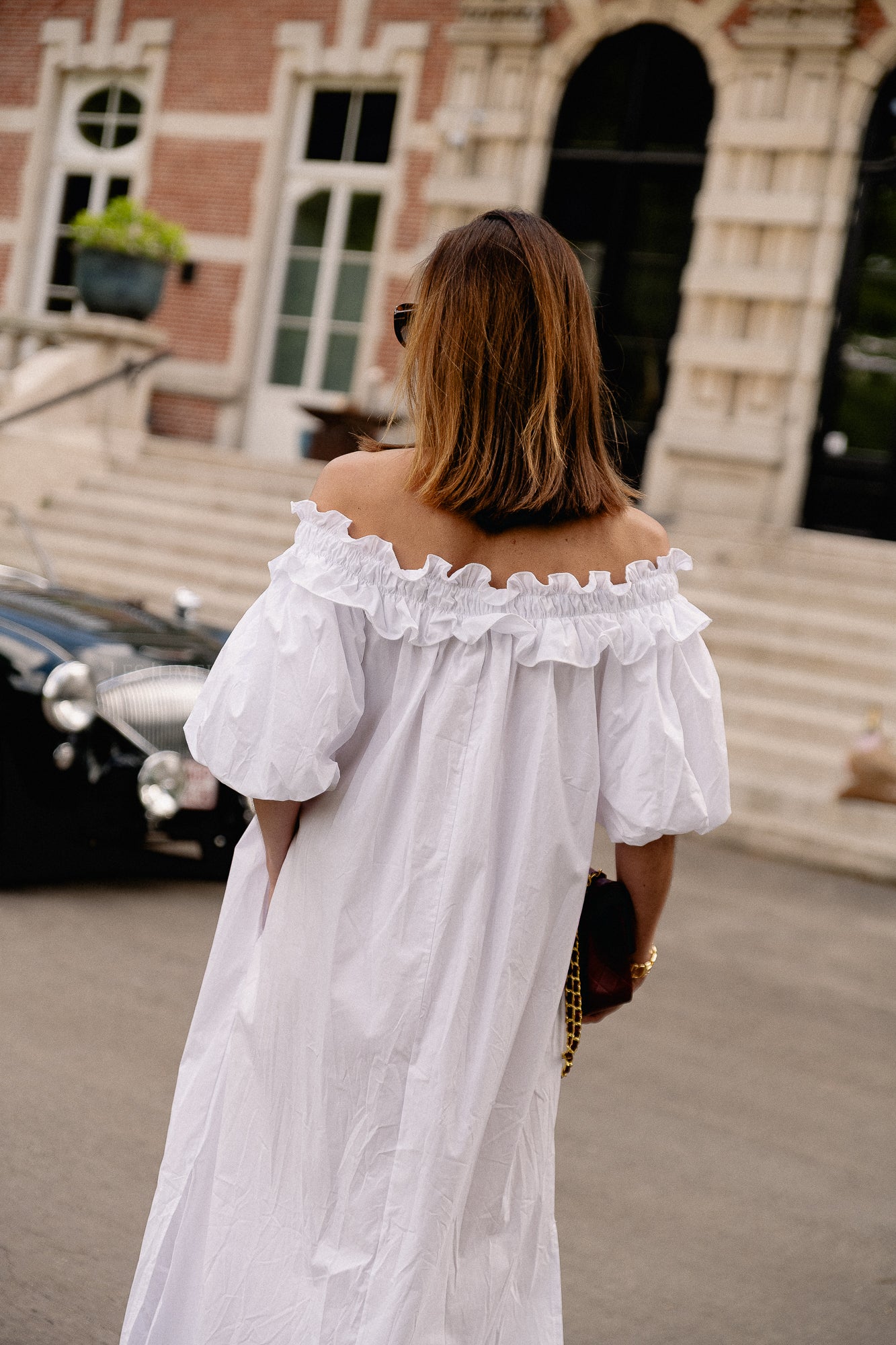 Eleonore off shoulder maxi dress white