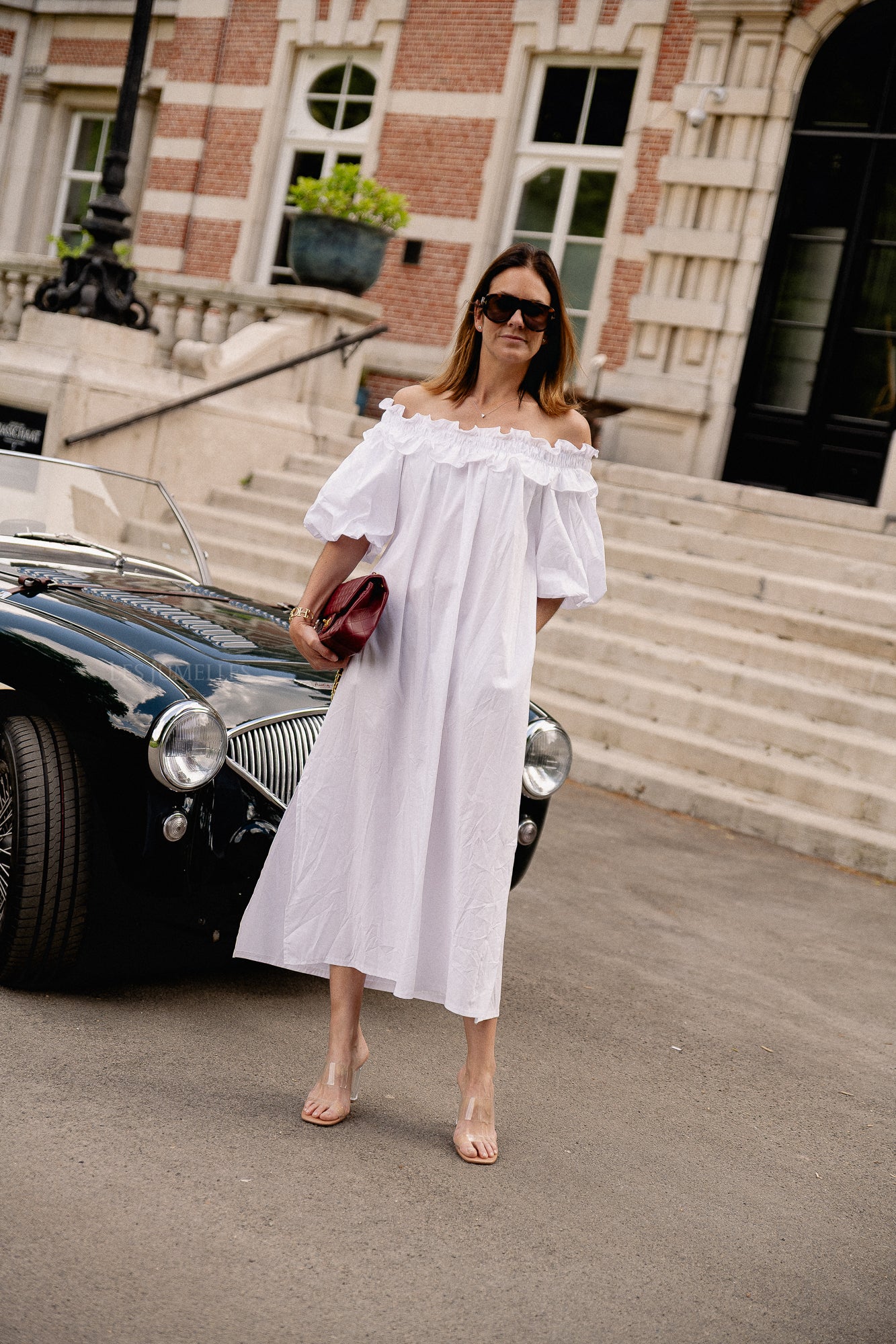 Eleonore off shoulder maxi dress white
