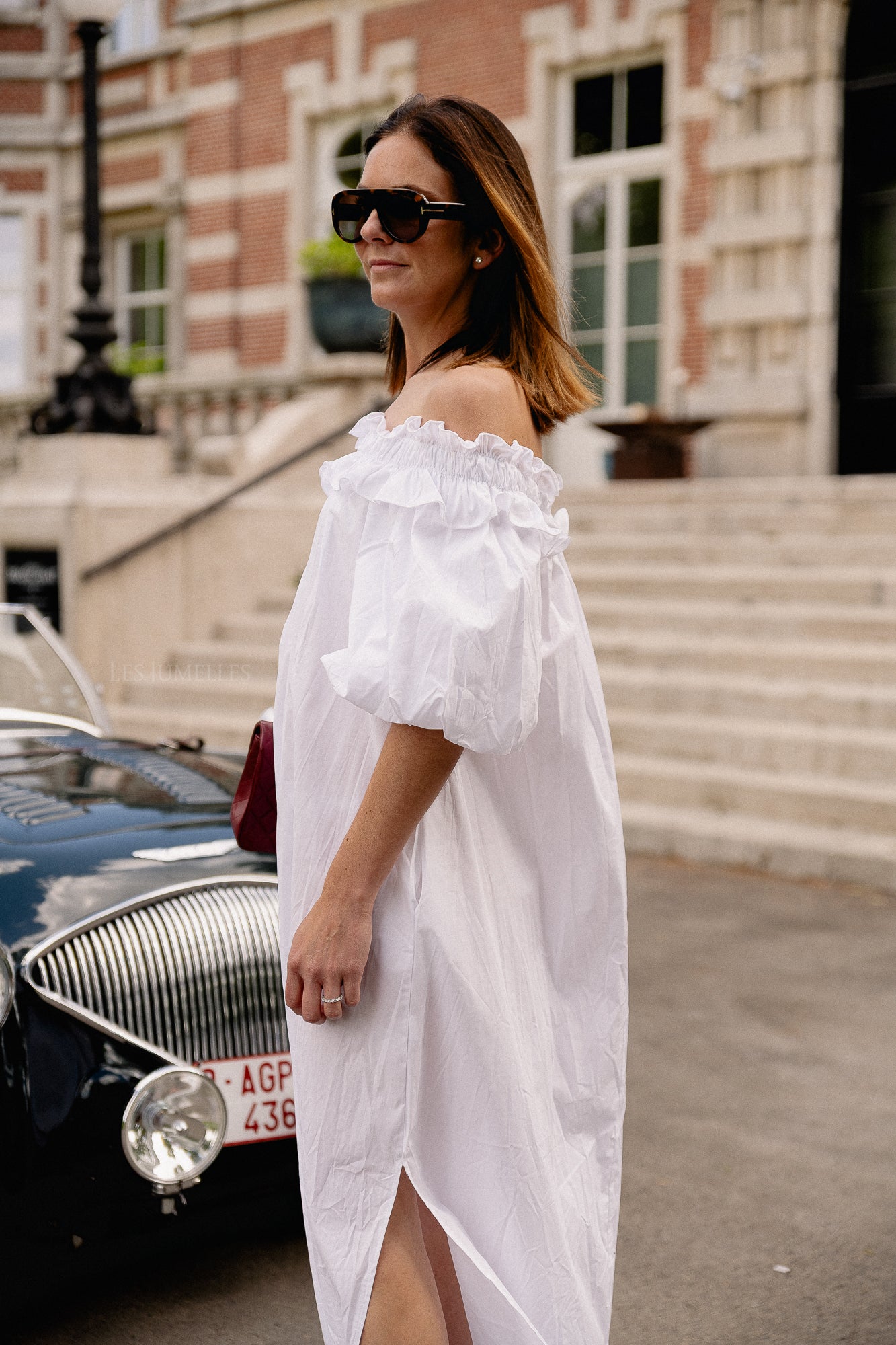 Eleonore off shoulder maxi dress white
