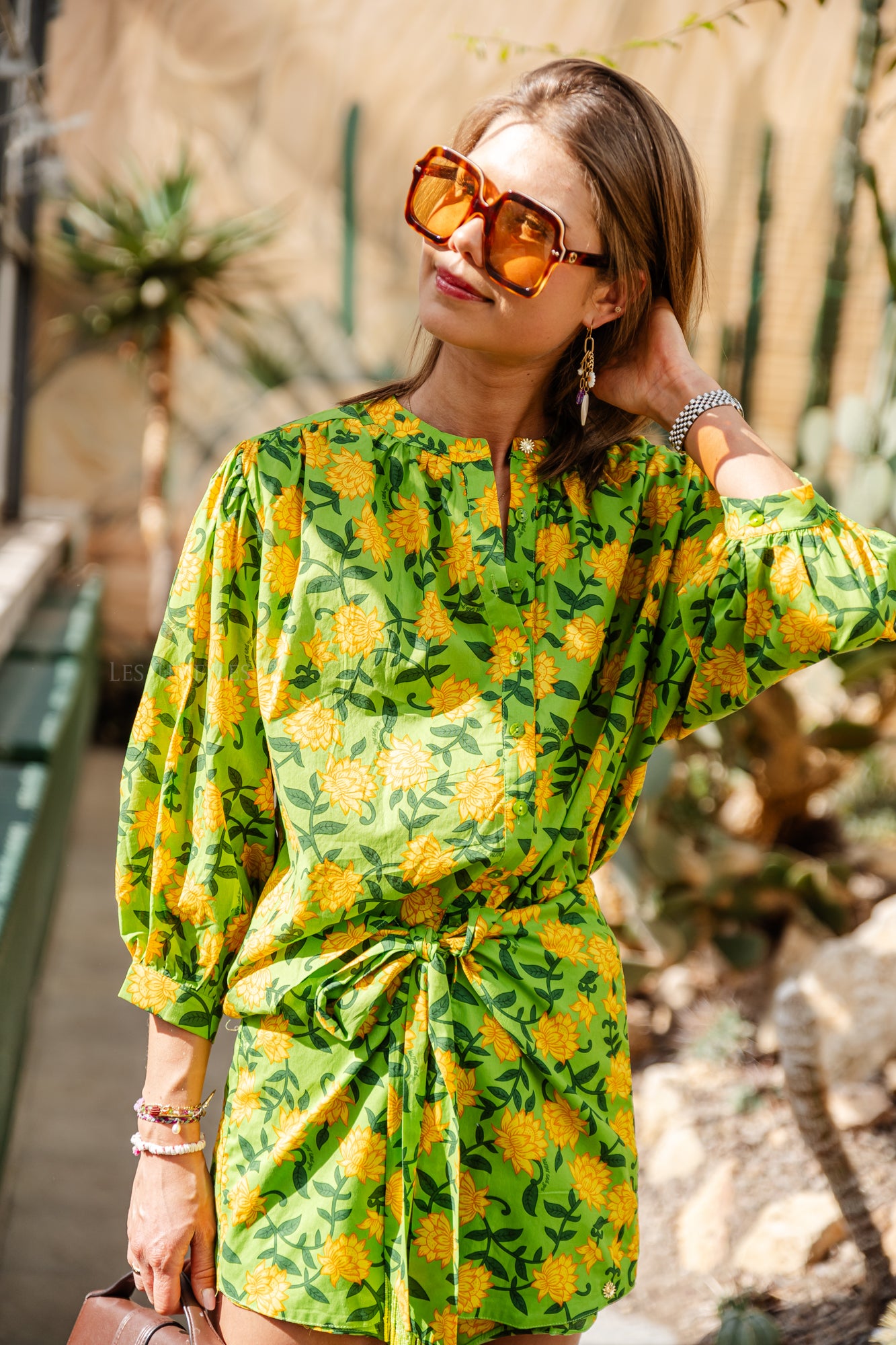 Felice LS blouse pineapple flower
