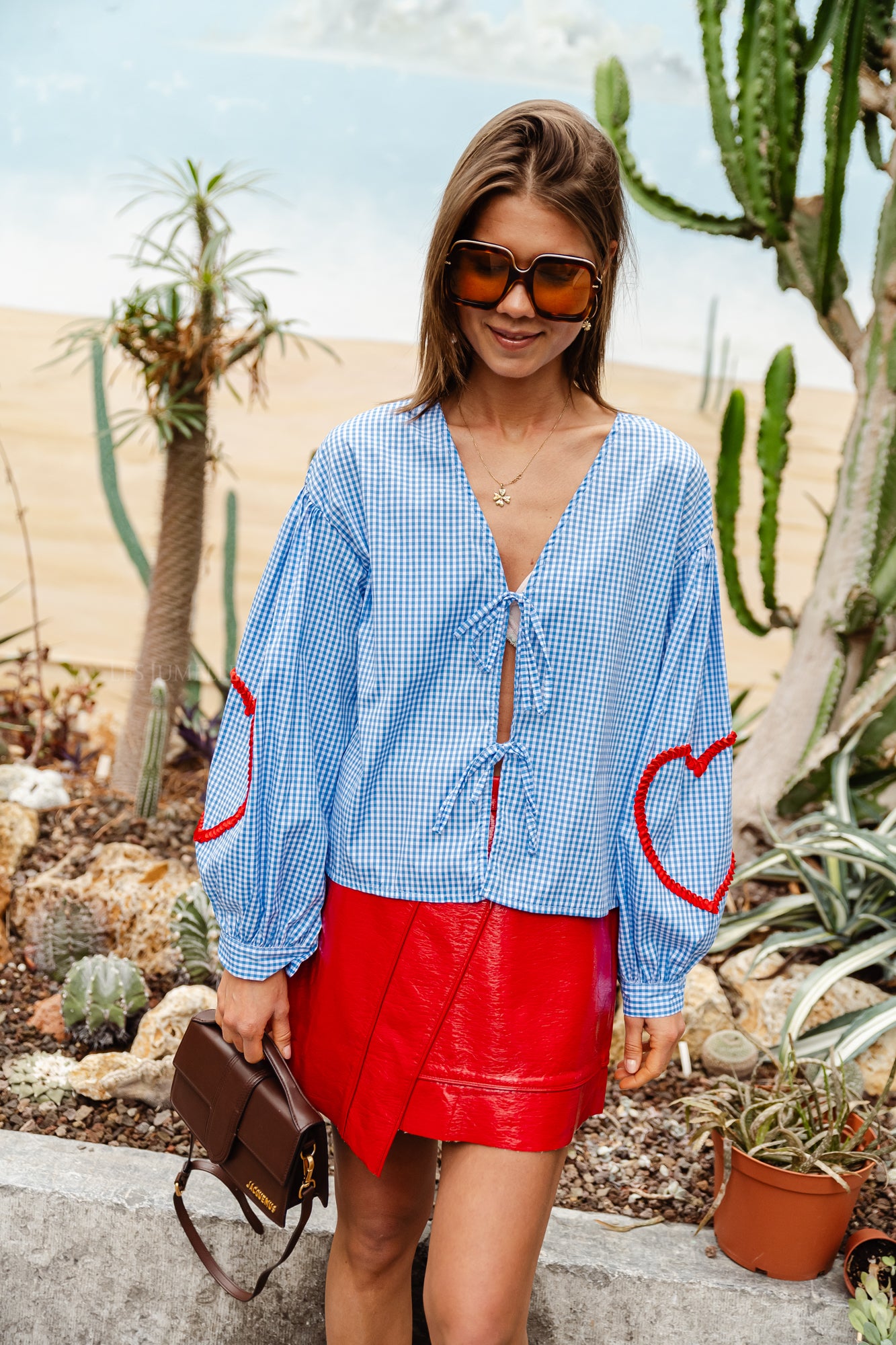 Babette checkered blouse light blue